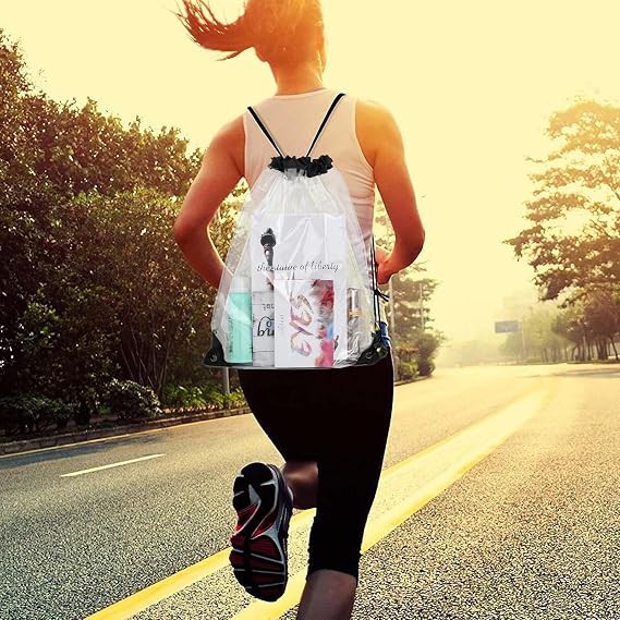 Transparent Drawstring Backpack 2 Pcs Swim Bagsports Drawstring Bag Cinch Sack Clear PVC Drawstring Bags for Women Men Sports Fitness