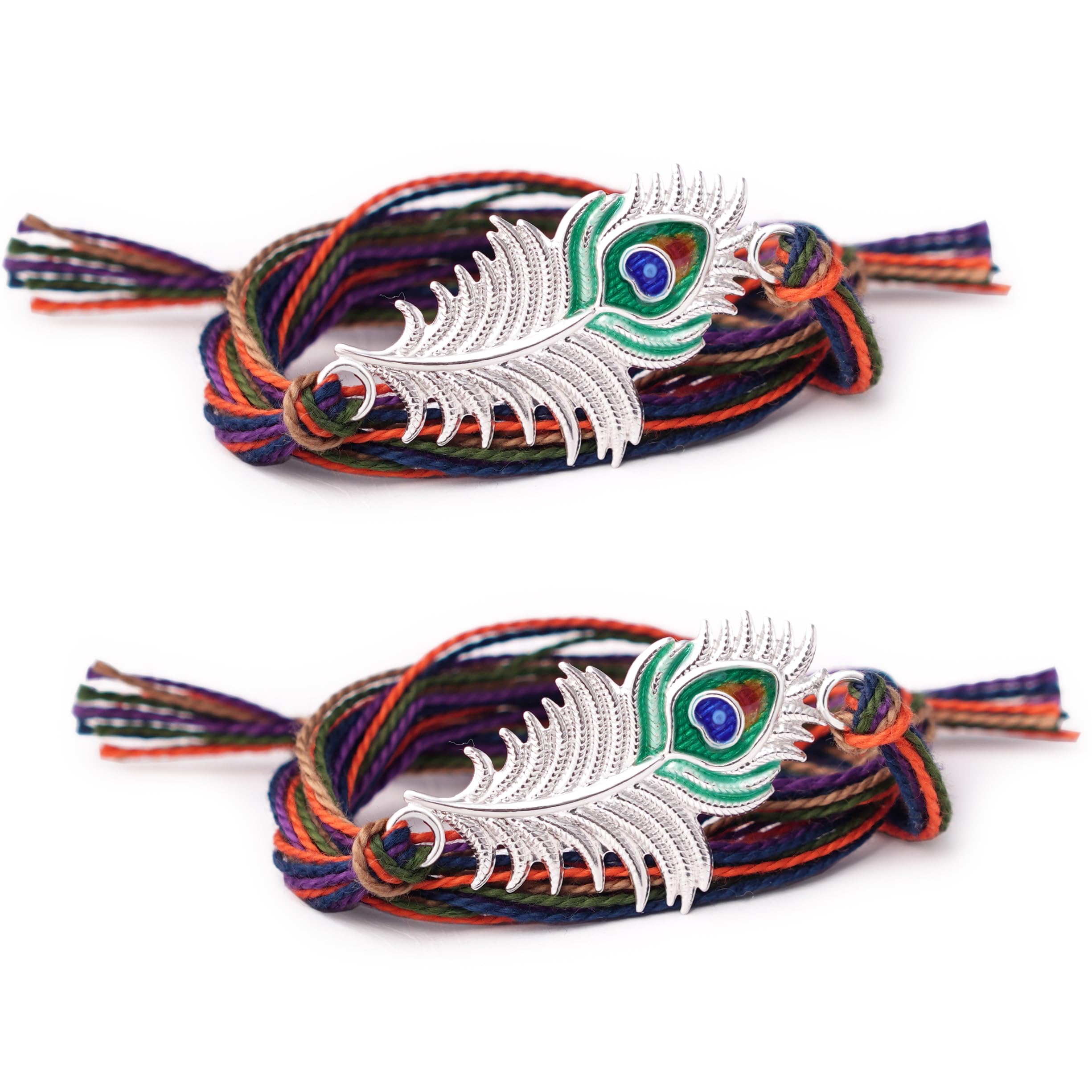 Pure Silver Traditional Meenakari Mor Pankh Silver rakhi for brother (Peacock Feather Pack of 2) (B0D78XW4PT) Amazon Price History, Amazon Price Tracker