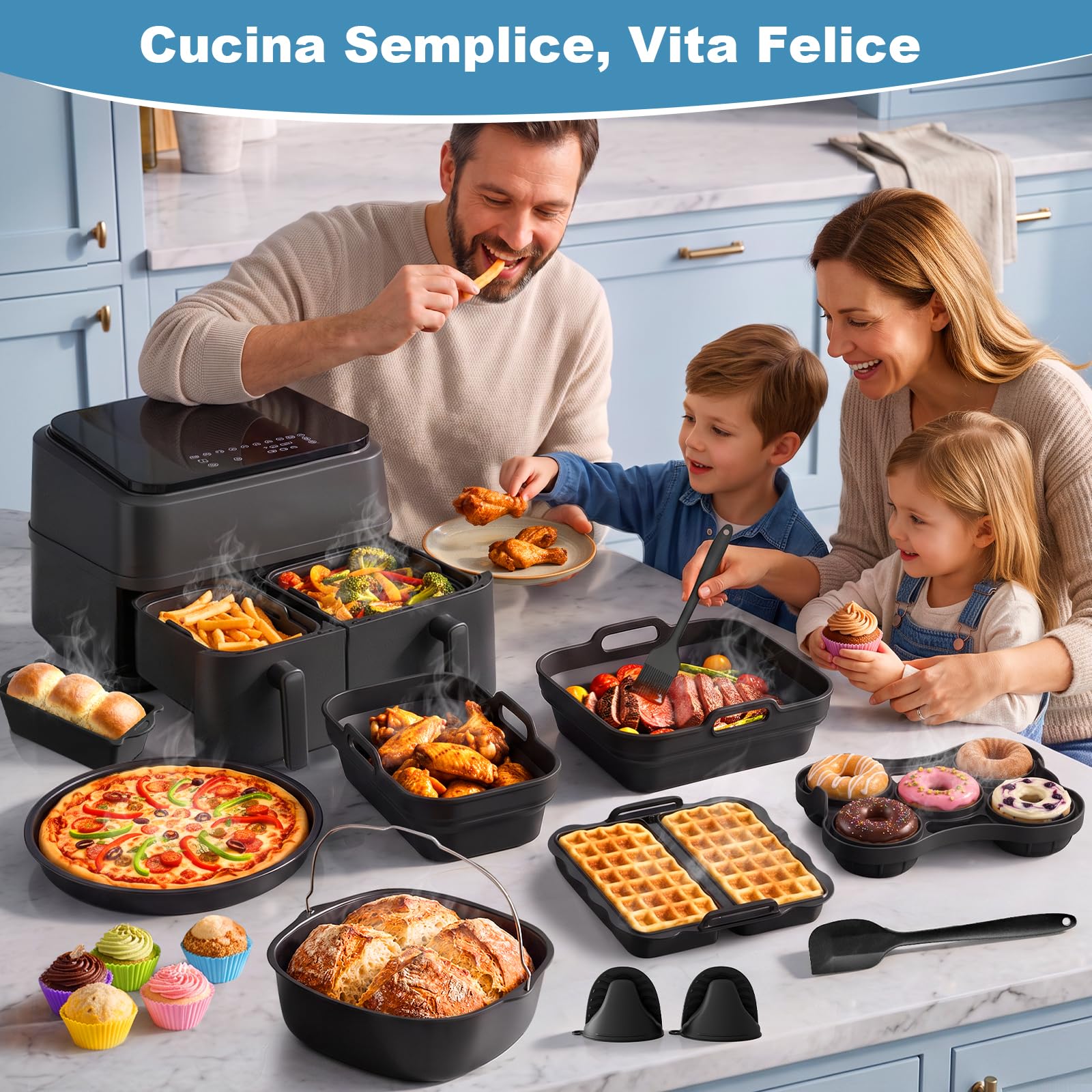 Set di accessori per friggitrice ad aria calda Philips Dual Basket 3000