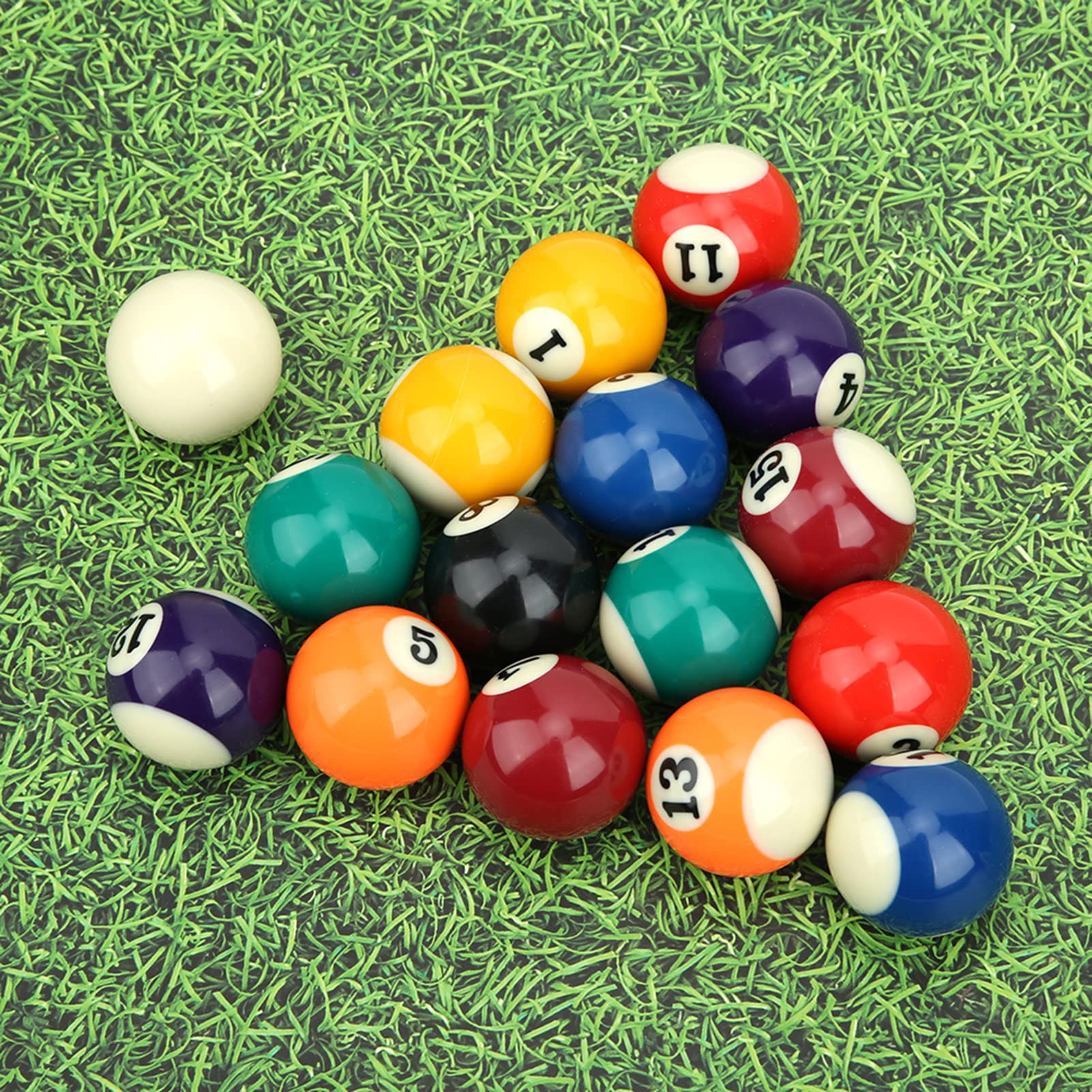 Set di Palline da Biliardo,16 Pezzi Ecologiche Palla da Biliardo da 38mm,Spots & Stripes Palline da Biliardo da Tavolo in Resina,Mini Accessori da Billiard per Giochi di Feste in Casa