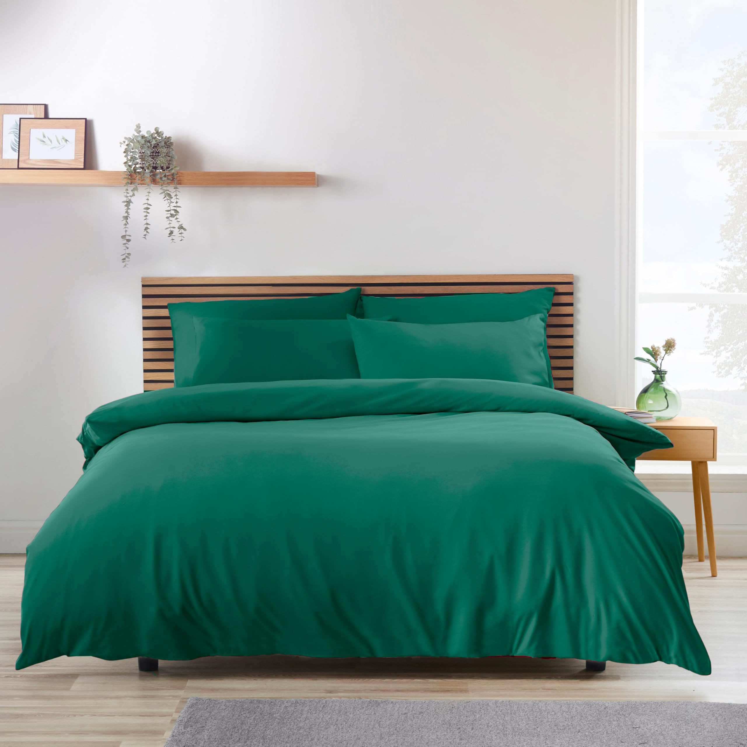 Catherine Lansfield So Soft Non-Iron King Duvet Cover Set with Pillowcases Teal Green