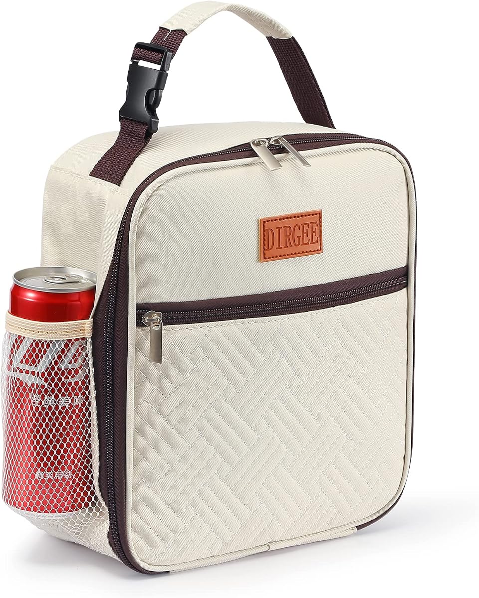 Lunch Bag for Women Insulated Lunch Bag For Men Adults Small Lunch Bag | Leakproof Freezable Cooler Bag Reusable Portable Lunch Box Office Work (White)