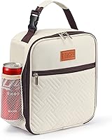 Vista 12 de Lonchera con aislamiento para mujeres y hombres de cuero PU pequeño para oficina y trabajo con letras de chenilla, a prueba de fugas, congelable