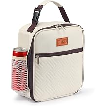 DIRGEE Lunch Bag for Women Insulated Lunch Bag For Men Adults Small Lunch Bag for Office Work - Leakproof Freezable Cooler Bag Reusable Portable Lunch Box (White)