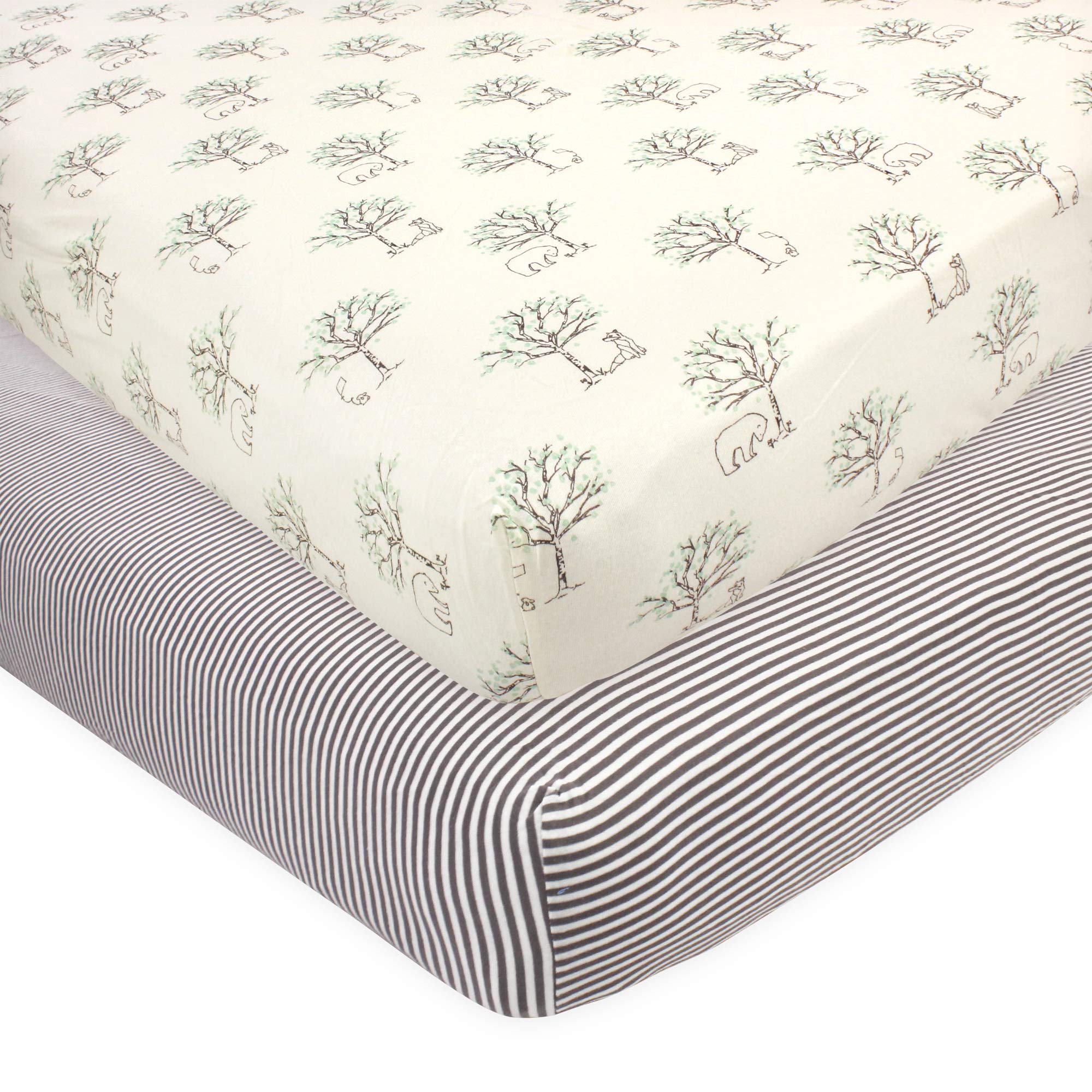 Touched by Nature Unisex Baby and Toddler Organic Cotton Crib Sheet, Birch Trees, One Size