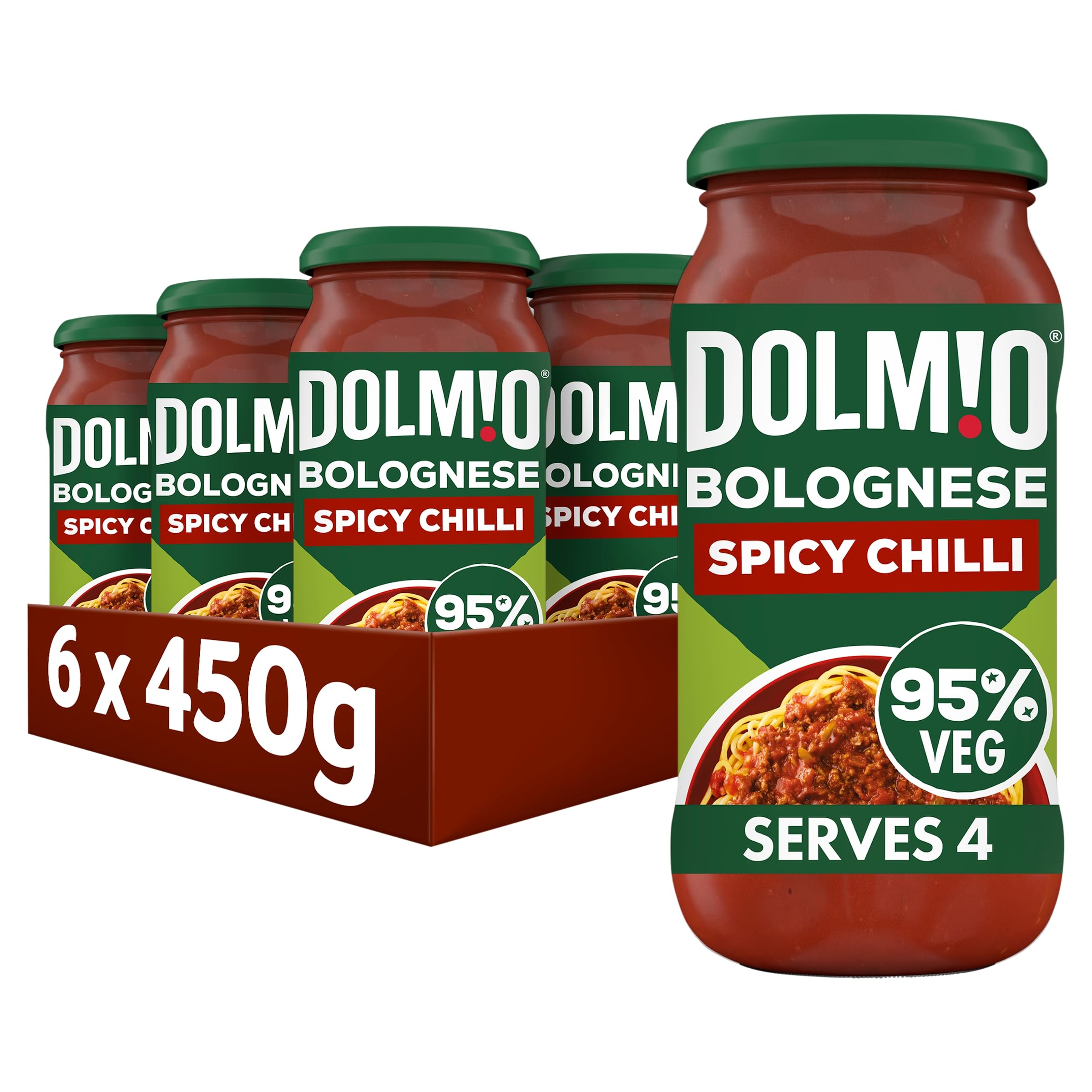 Dolmio Bolognese Intense Spicy Chilli Pasta Sauce Jar, Bulk Multipack 6 x 450g