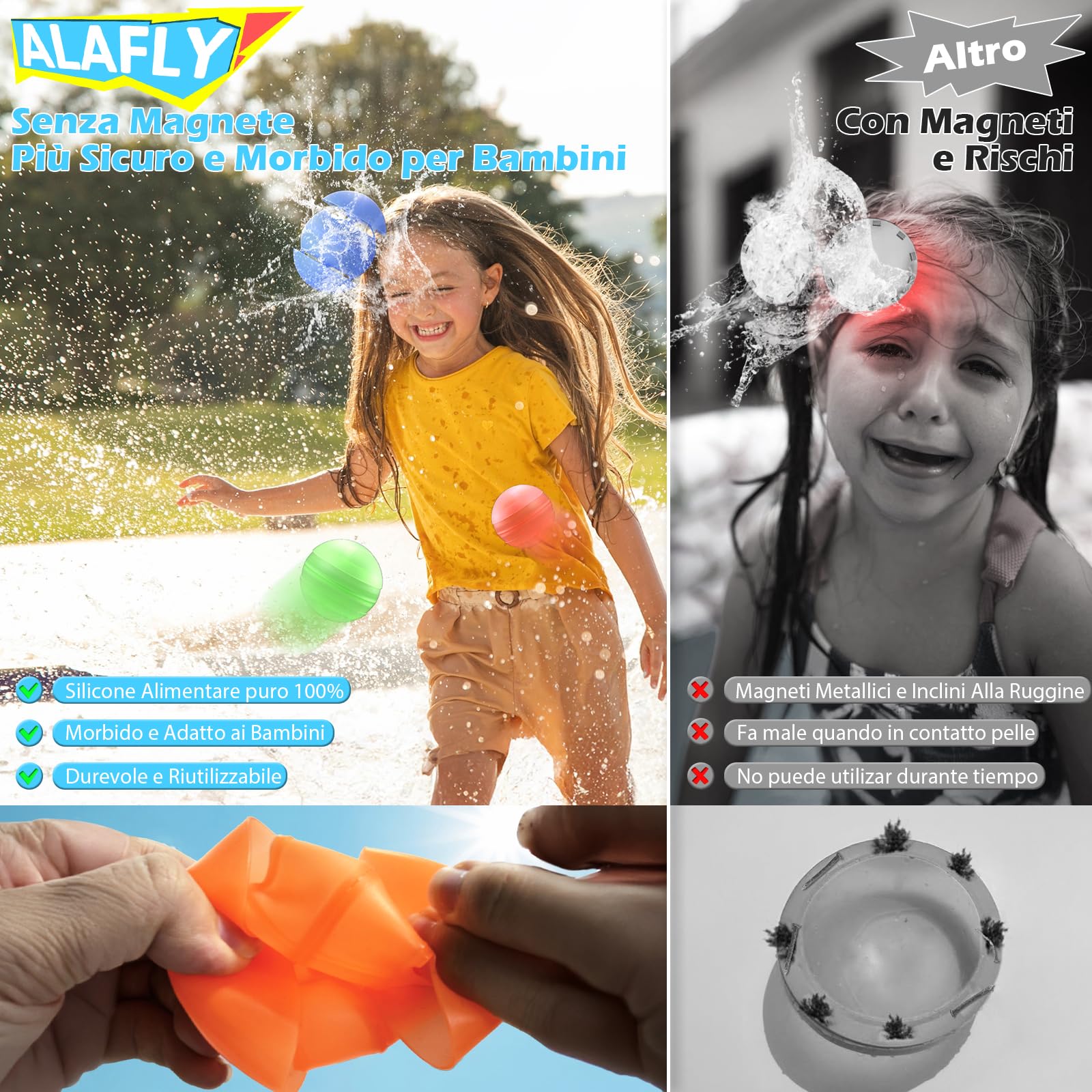 12 Pezzi Palloncini D'acqua Riutilizzabili [Riempimento Rapido Sola Mano] Palline D'acqua Estive All'aperto Giocattoli da Spiaggia per Bambini Dai 3 + / Adulti, Non Magnetici & Più Sicuri