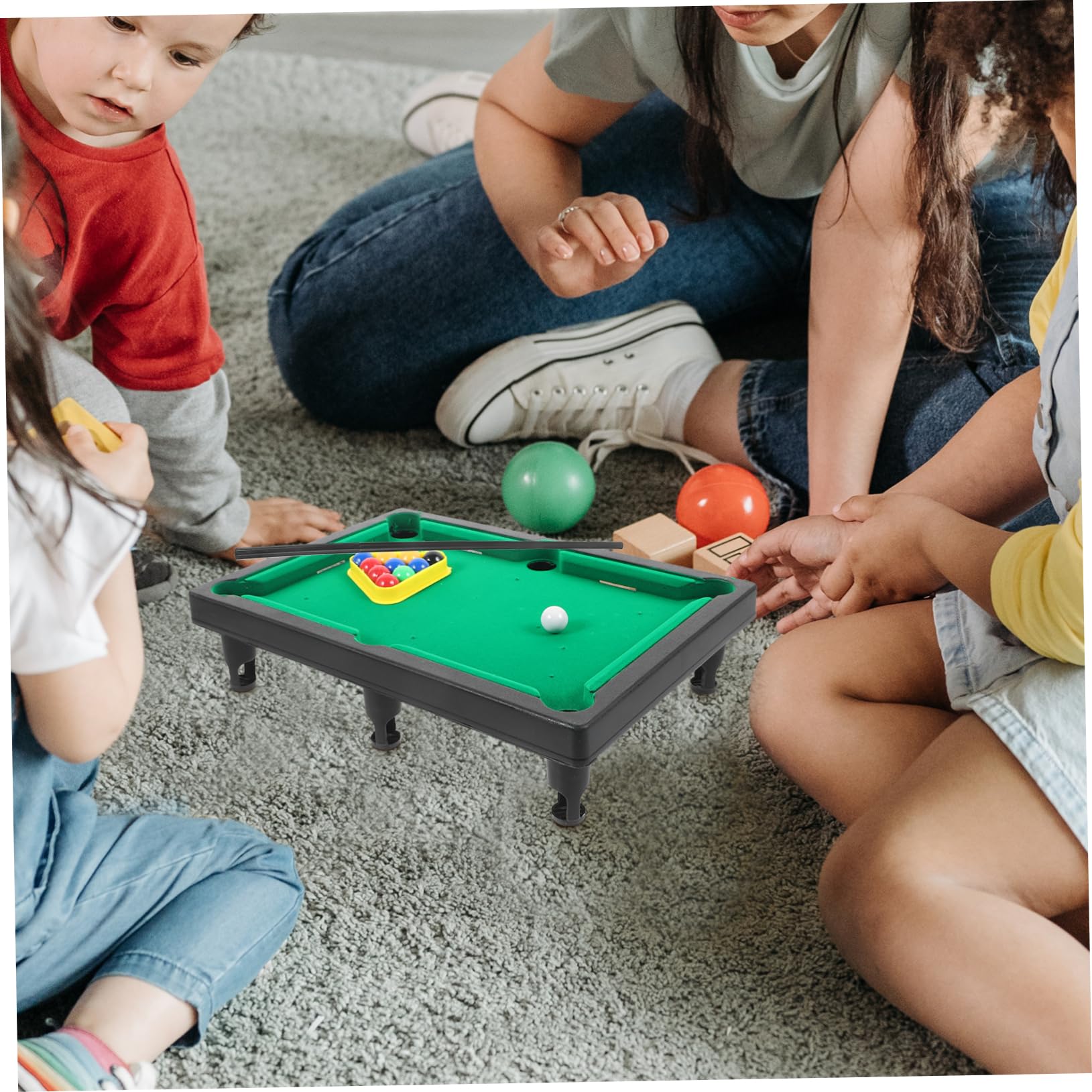 HOOTNEE Pool Games for Boys and Girls Desktop Billiard Table Mini Pool Table Boys and Girls Billiard Stick