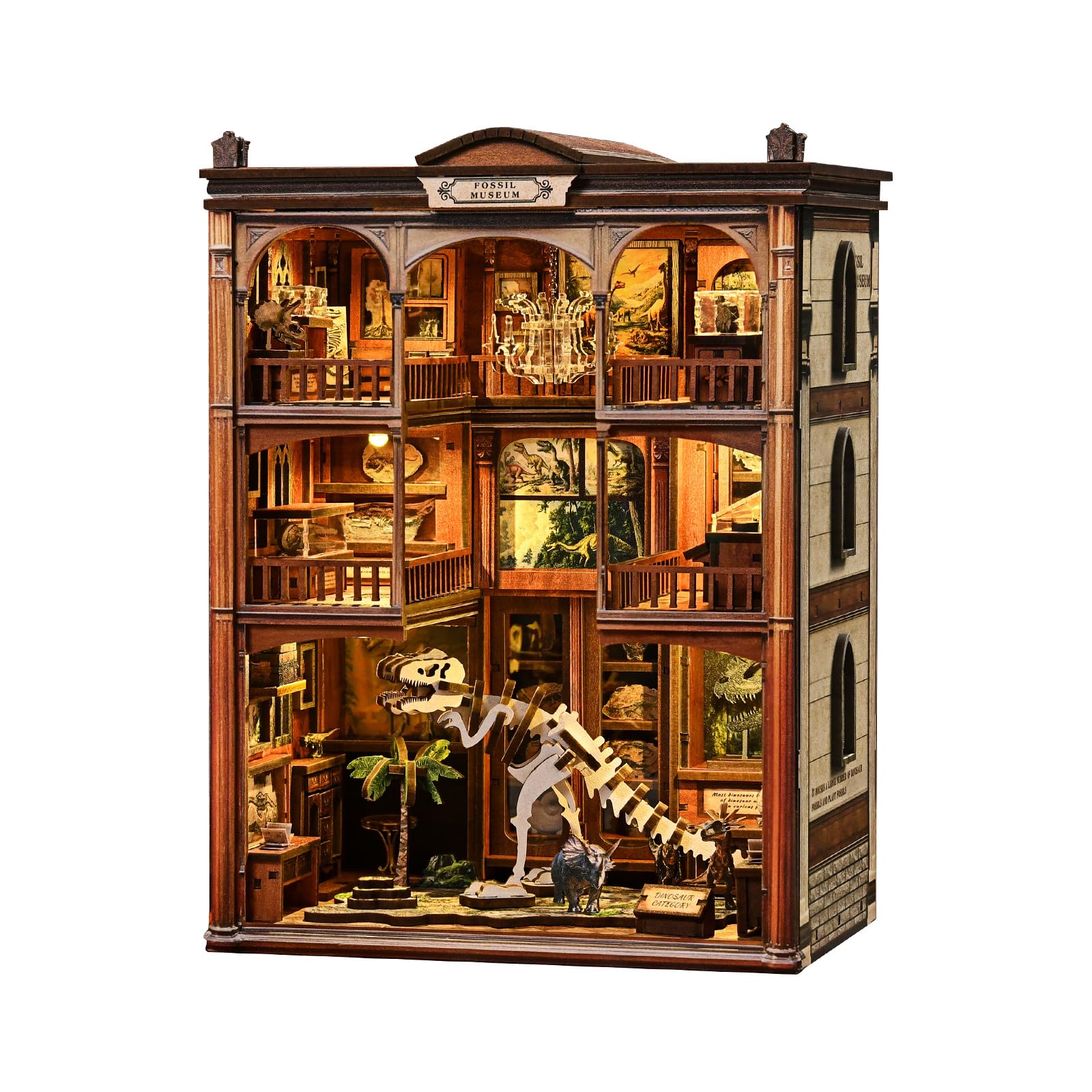 Book Nook Kit fai da te in miniatura per casa delle bambole, libreria, decorazione per adolescenti e adulti (armadio fossili)