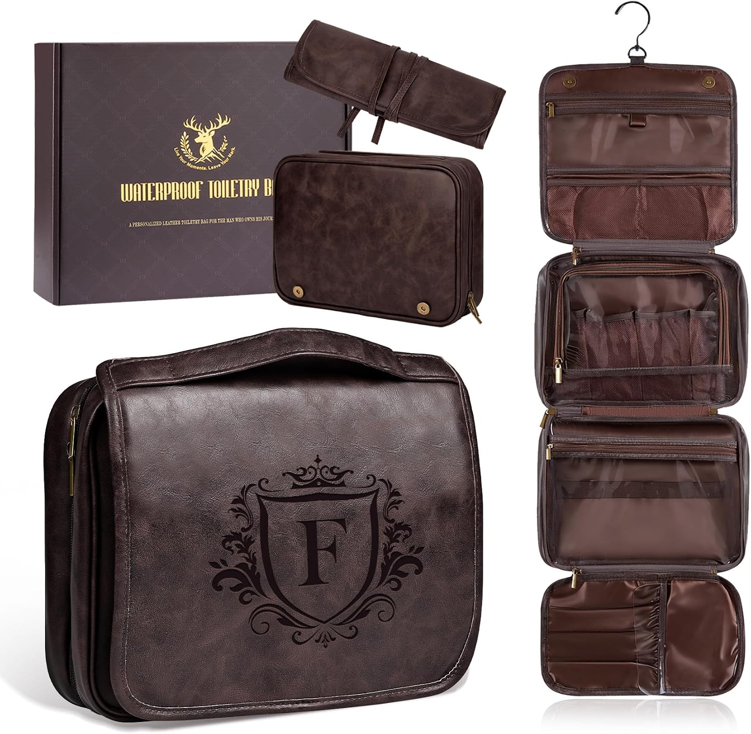 Personalized Gift 3-in-1 Hanging Travel Toiletry Bag for Men Him