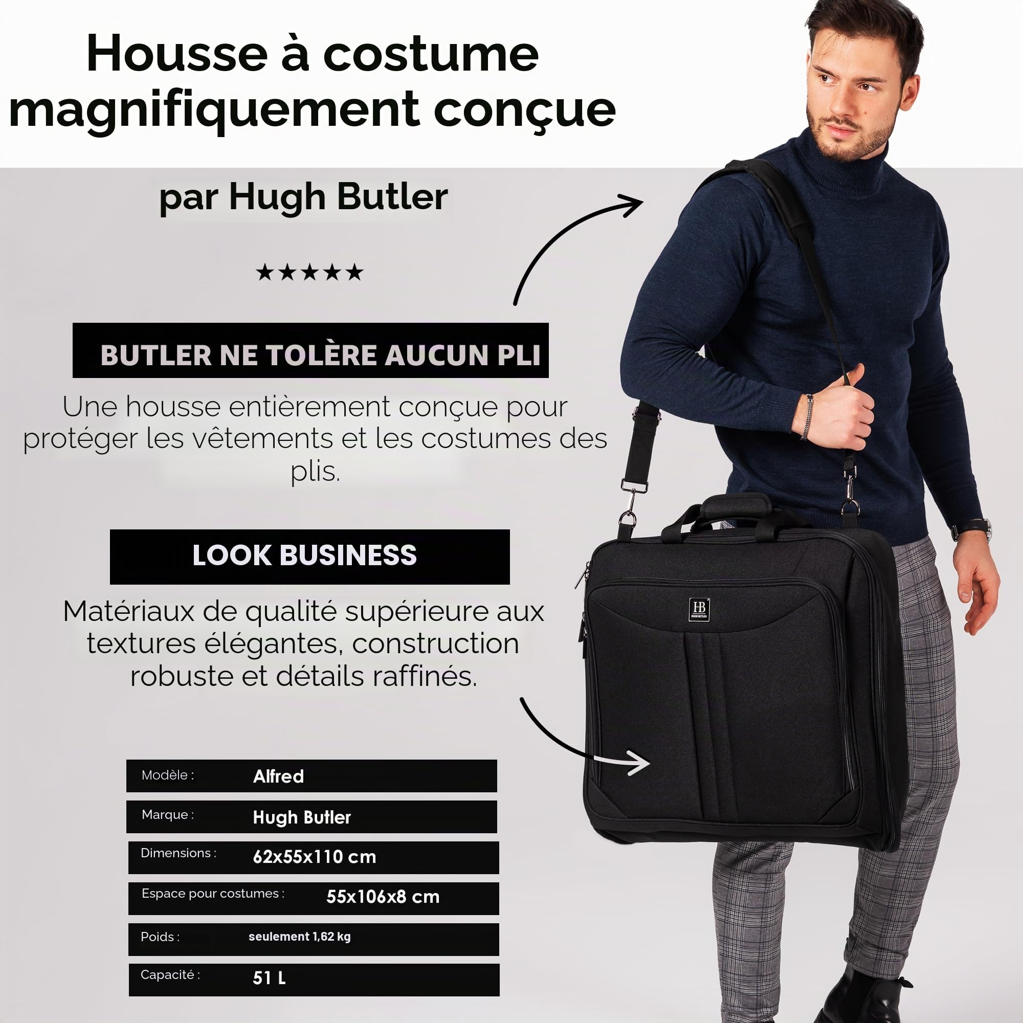 Sac de Voyage Homme - pour Trois - Sac Pliable - Vêtements sans Plis