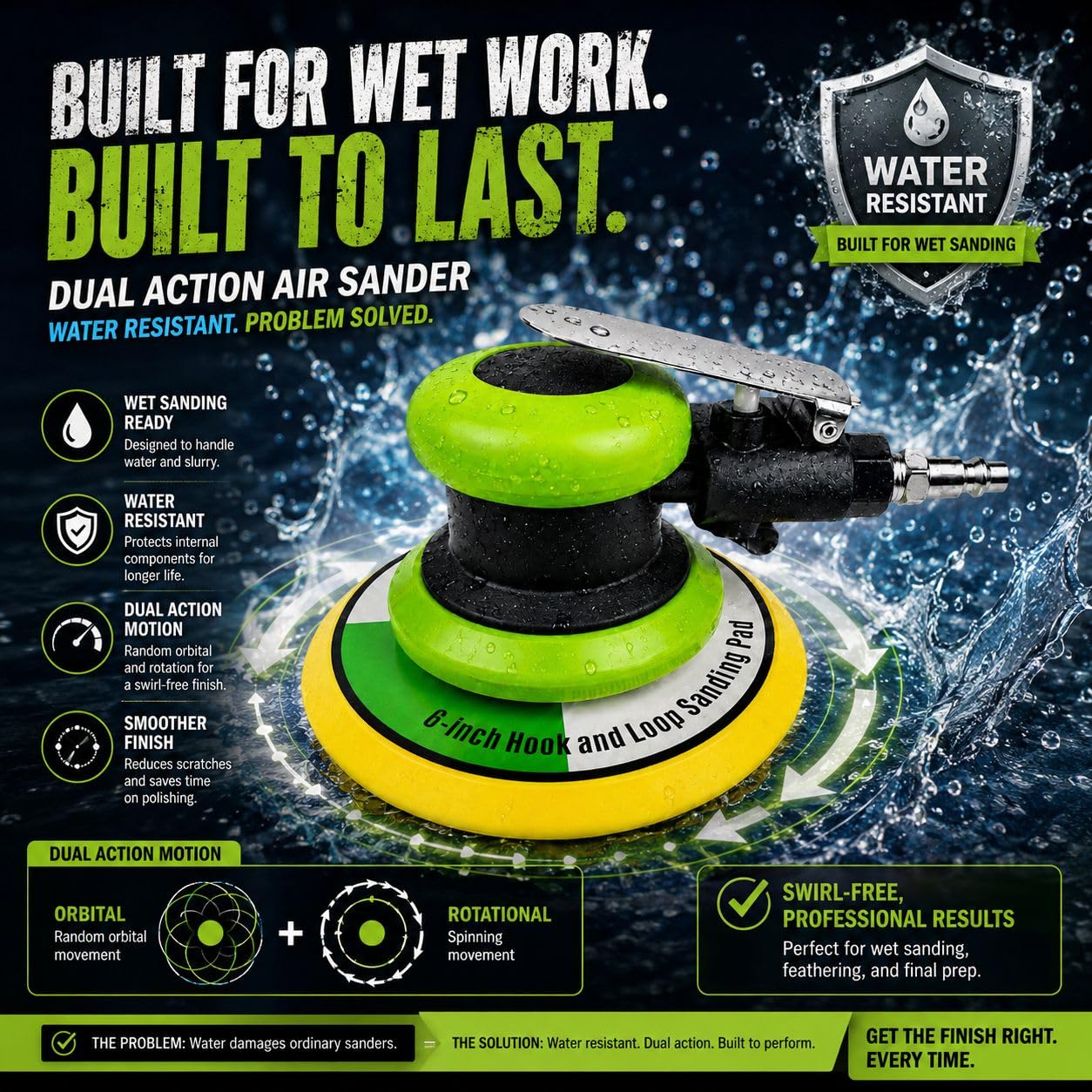 6" Orbital Sander for Auto Body & Paint -5 6" Orbital Sander for Auto Body & Paint -5