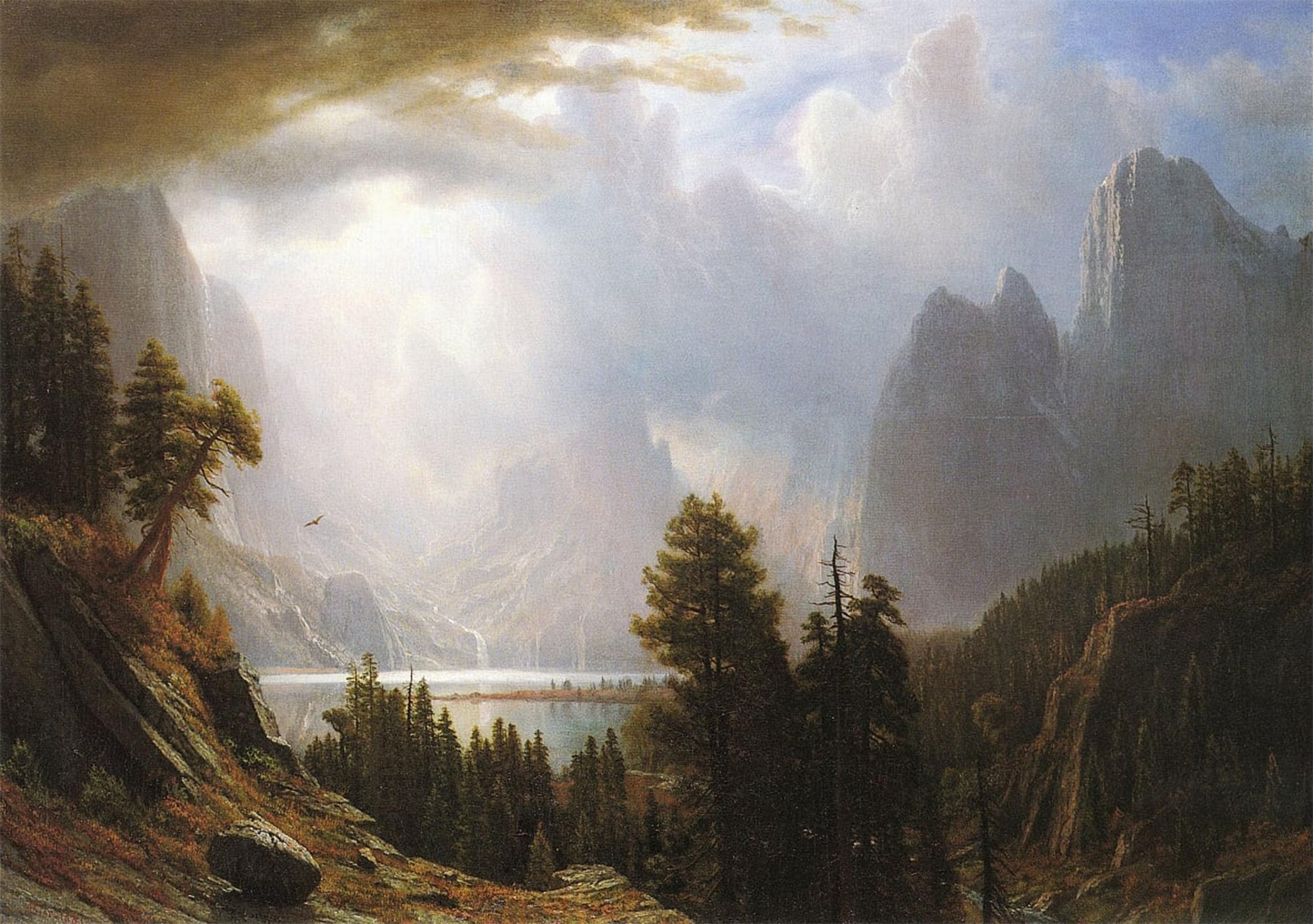 SERENDIPITP Vintage Picture Print on Canvas Wall Art Poster Landscape by Albert Bierstadt Artwork Print Poster for Wall Decor 60x90cm