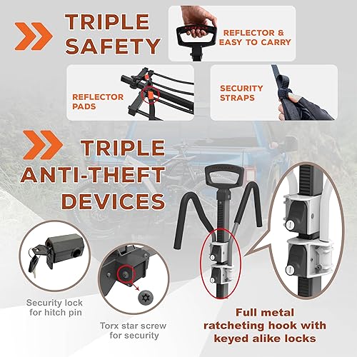 Miniatura 4 de HYPERAX Volt 2 - E - Plataforma de enganche para bicicleta, estilo 2, portabicicletas para automóvil, SUV, camiones, sedán, bastidor inclinable para