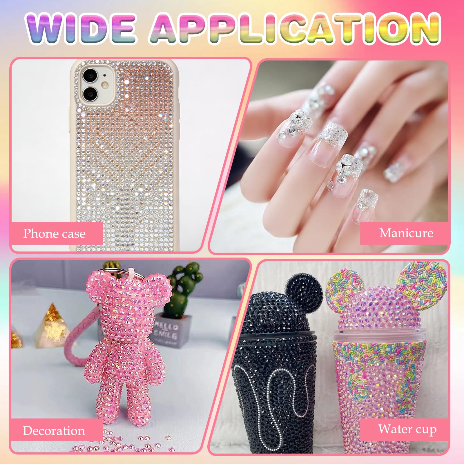 Multicolor High-Gloss Resin Flatback Rhinestones (3mm) with 3Pcs B7000 Jewelry Glue - DIY Bedazzling Kit for Diamond Art, Nail Art & Crafts (0): 24000