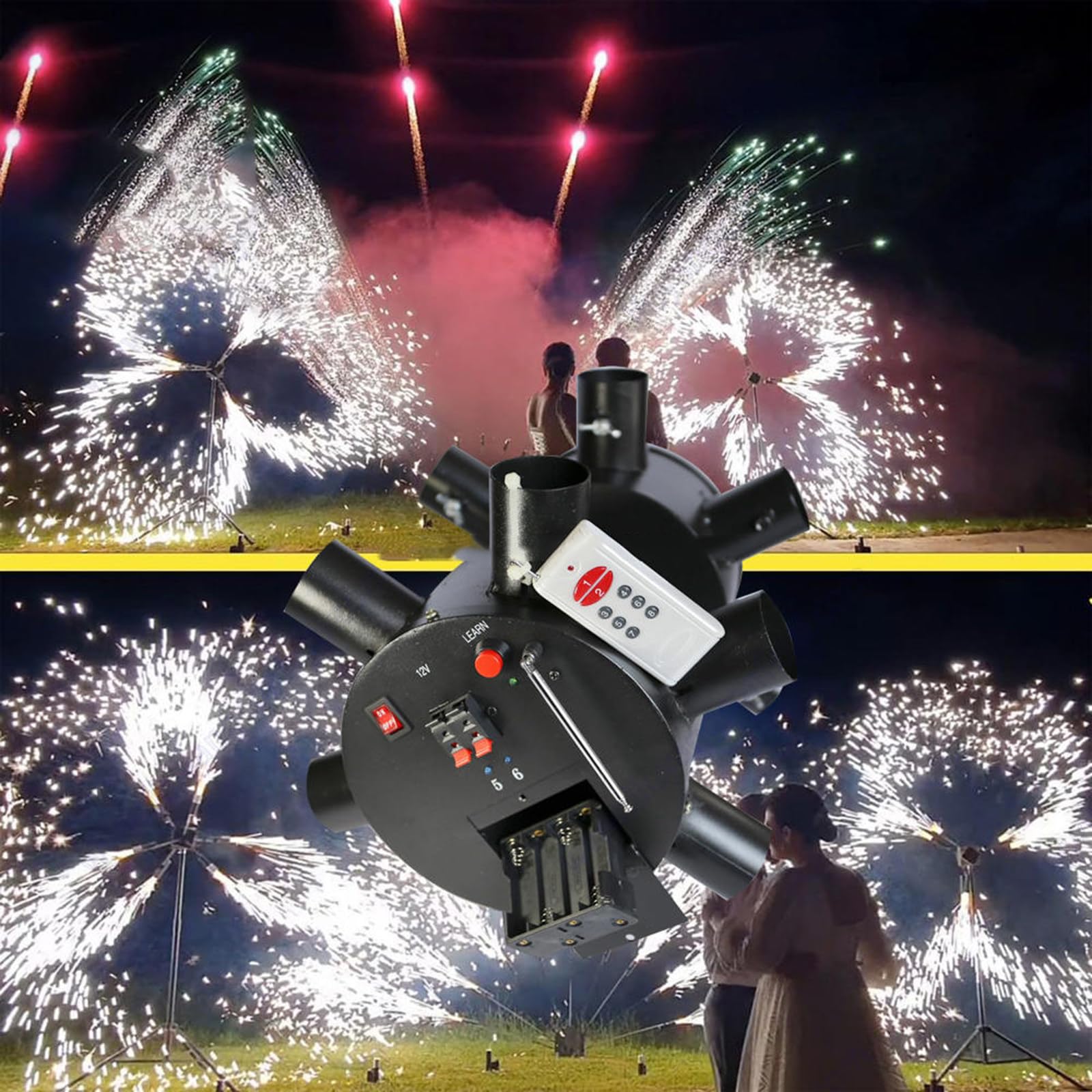 360 Ruota doppia ruota Fontana pirotecnica fredda Stage Feux Artifice cottura di fuochi d'artificio telecomandati per matrimoni