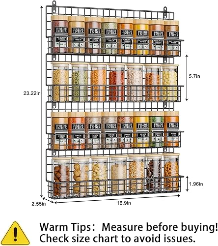 Miniatura 7 de X-cosrack Paquete de 4 soportes de pared para especias, organizador de condimentos conectable mejorado para ahorrar espacio, almacenamiento de