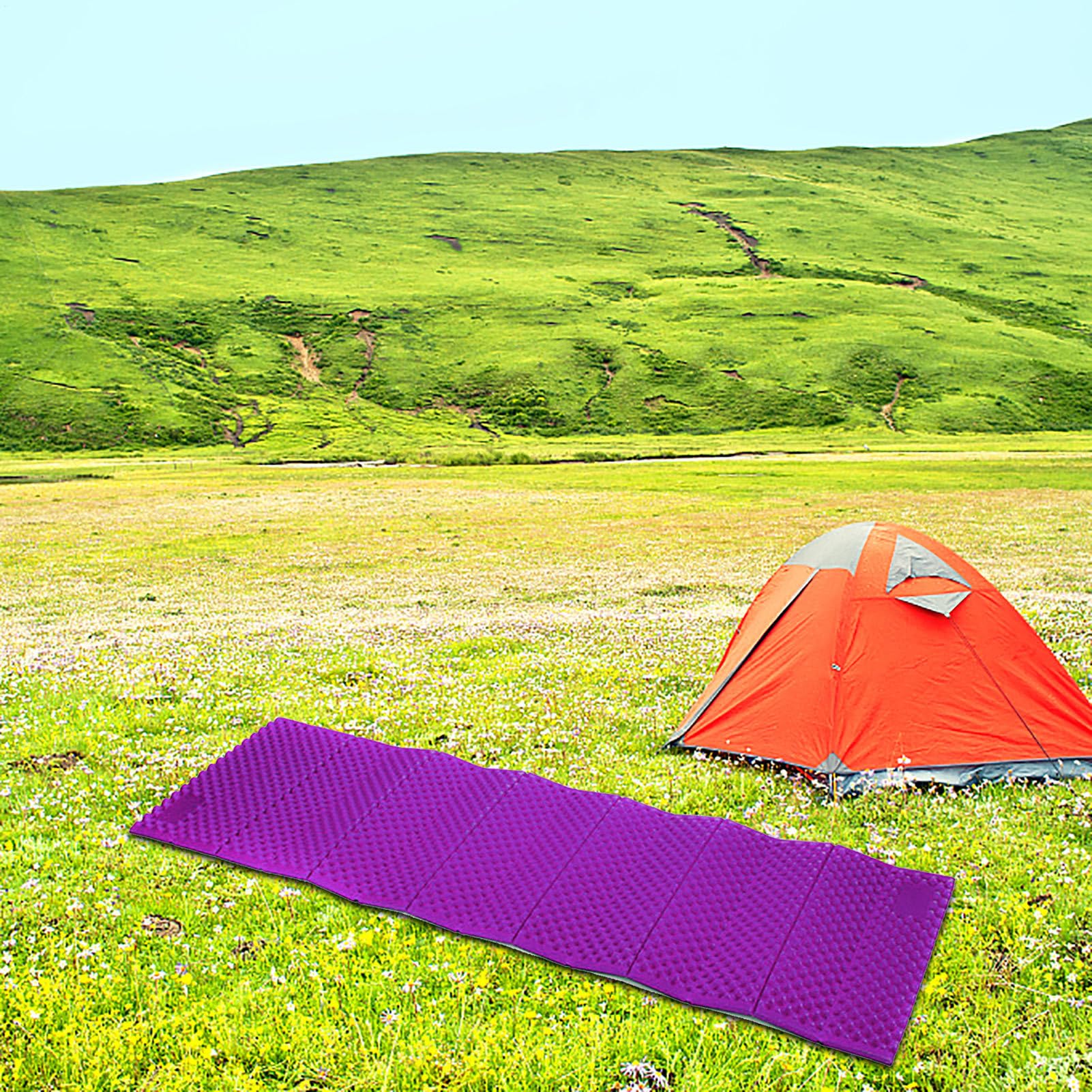 Matelas de voyage pliable – Base pour dormir sur le terrain, couche de confort pliable et légère | Support résistant pour toutes les saisons dans les zones sauvages pour la marche