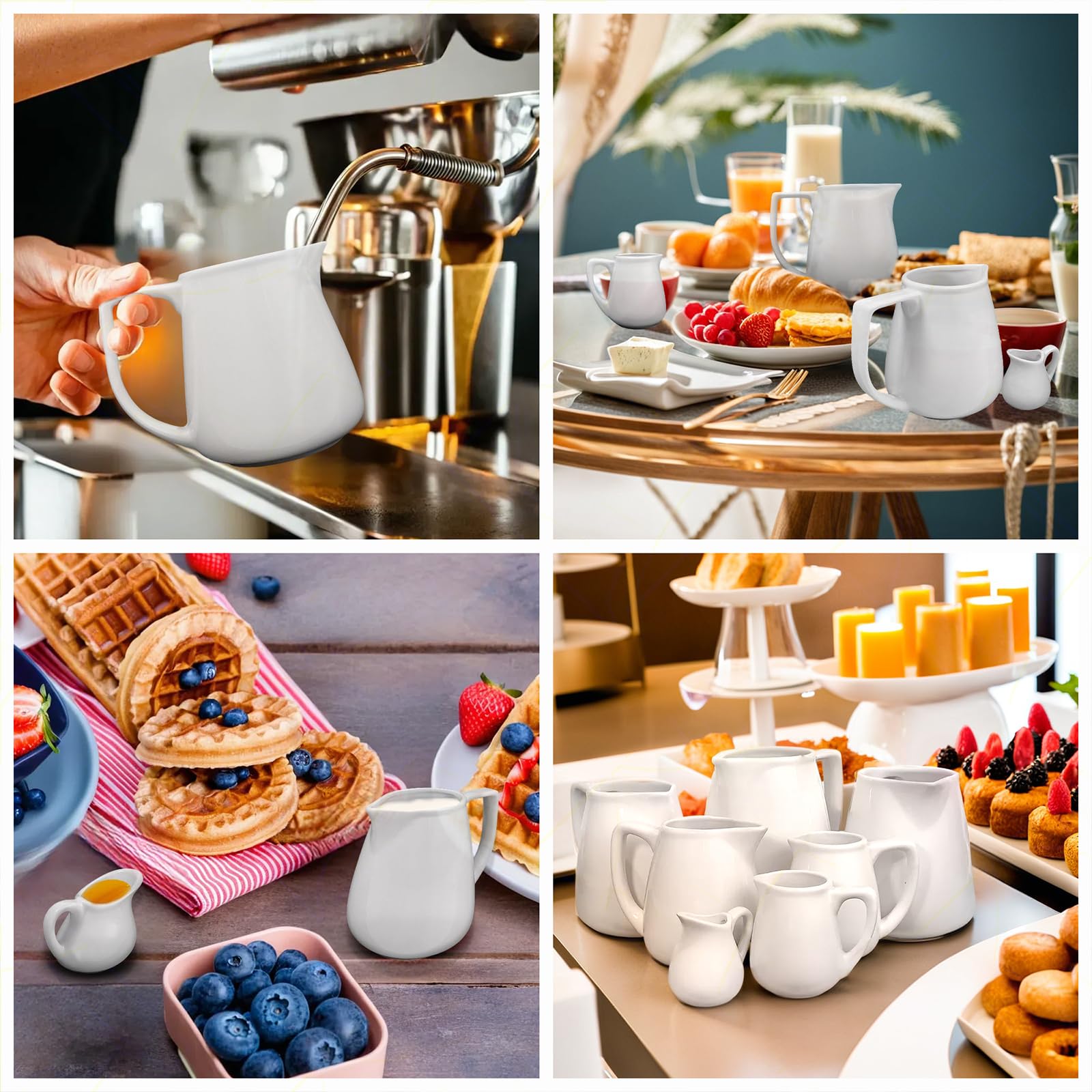 Sicignano | Set 2 Lattiere Grandi in Porcellana Bianca 460 ml – Ideale per Servire Grandi Quantità di Latte, Panna o Bevande – per Uso Professionale e Domestico