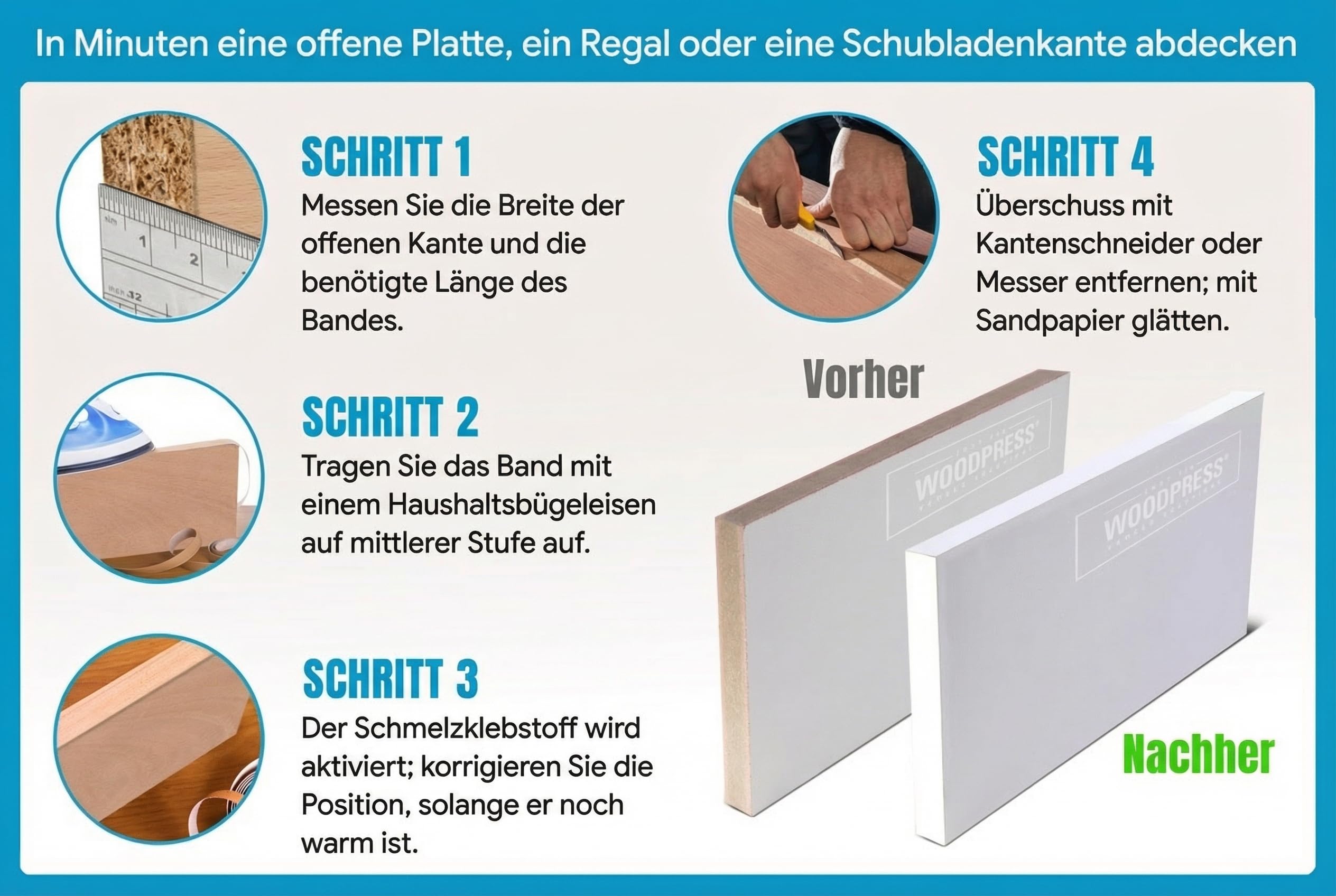 22mm Perlbeige Melamin Kantenumleimer mit Schmelzkleber – 7,5m Rolle – Einfaches Aufbügeln für Heimwerker