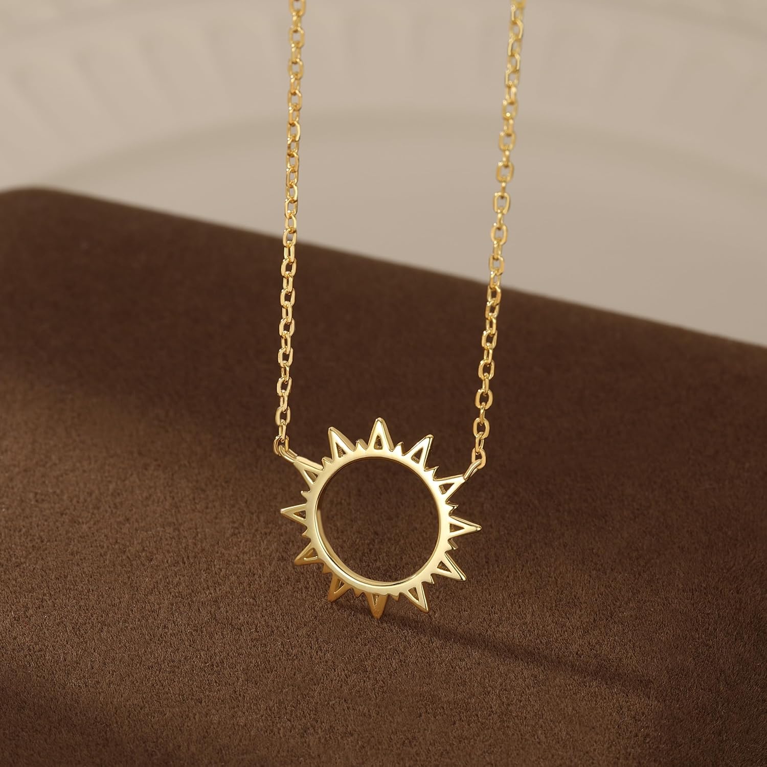 Reffeer Solid 925 Sterling Silver Sun Pendant Necklace for Women Teen Girls Sun Choker Necklace - Image 6