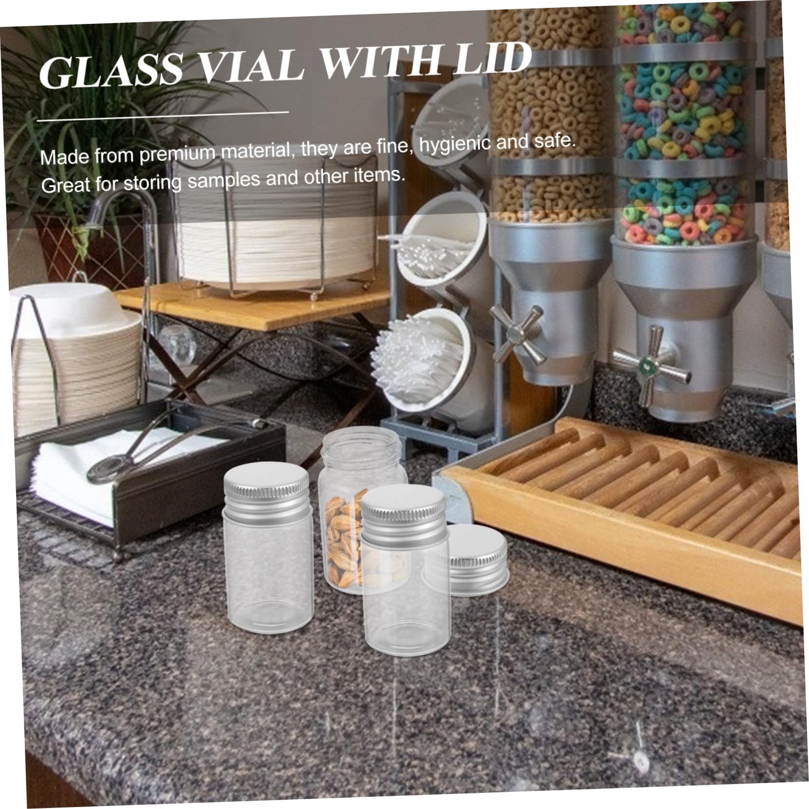Cabilock Botellas de Vidrio Material Sintético, Fáciles de Transportar 20ml 50piezas con Tapa para Experimentación para Almacenamiento de Muestras en Laboratorio