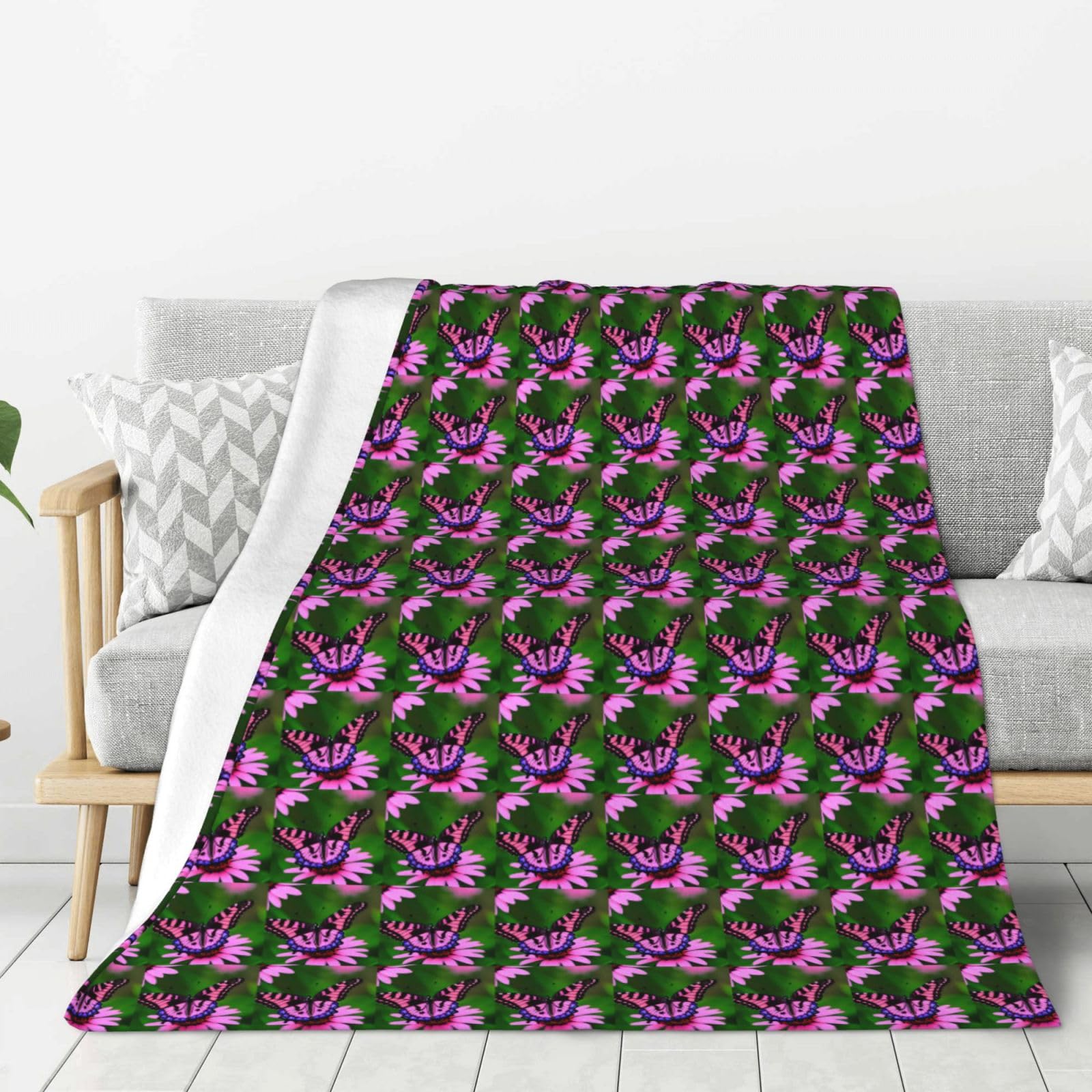Couverture épaisse et chaude lit canapé papillon rose violet