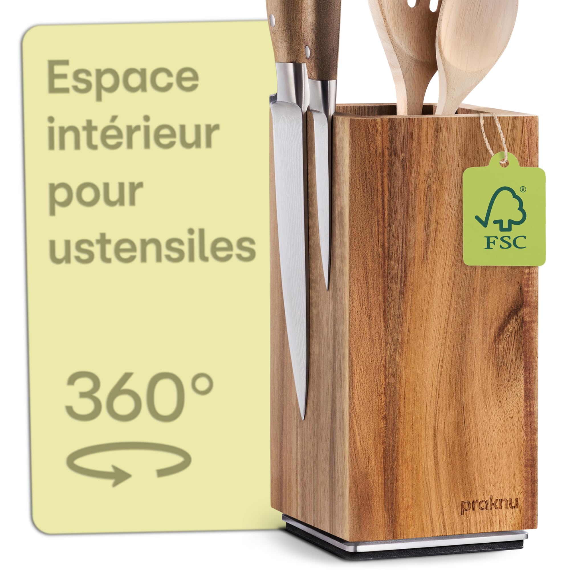 Coninx Bloc à Couteaux Magnétique en Bambou - Support Élégant avec Pieds Antidérapants, Porte-Couteaux Aimanté Moderne - 27,5x27,5 cm Coninx Bloc à Couteaux Magnétique en Bambou - Support Élégant avec Pieds Antidérapants, Porte-Couteaux Aimanté Moderne - 27,5x27,5 cm