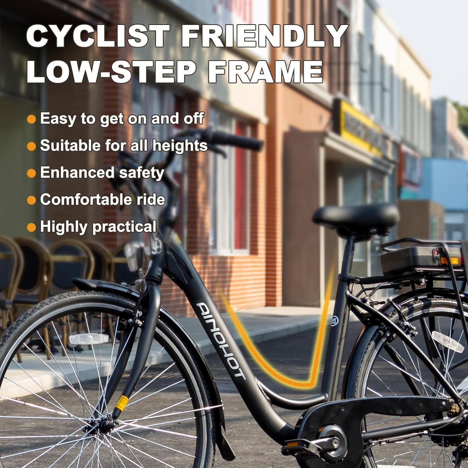 Urba Electric Bike for Adults, 500W Ebike, 28" Step-Thru Electric Bicycle, 15MPH 56Miles E Bike for Men, Removable Battery City Lectric Ebike with Aluminum Alloy Frame