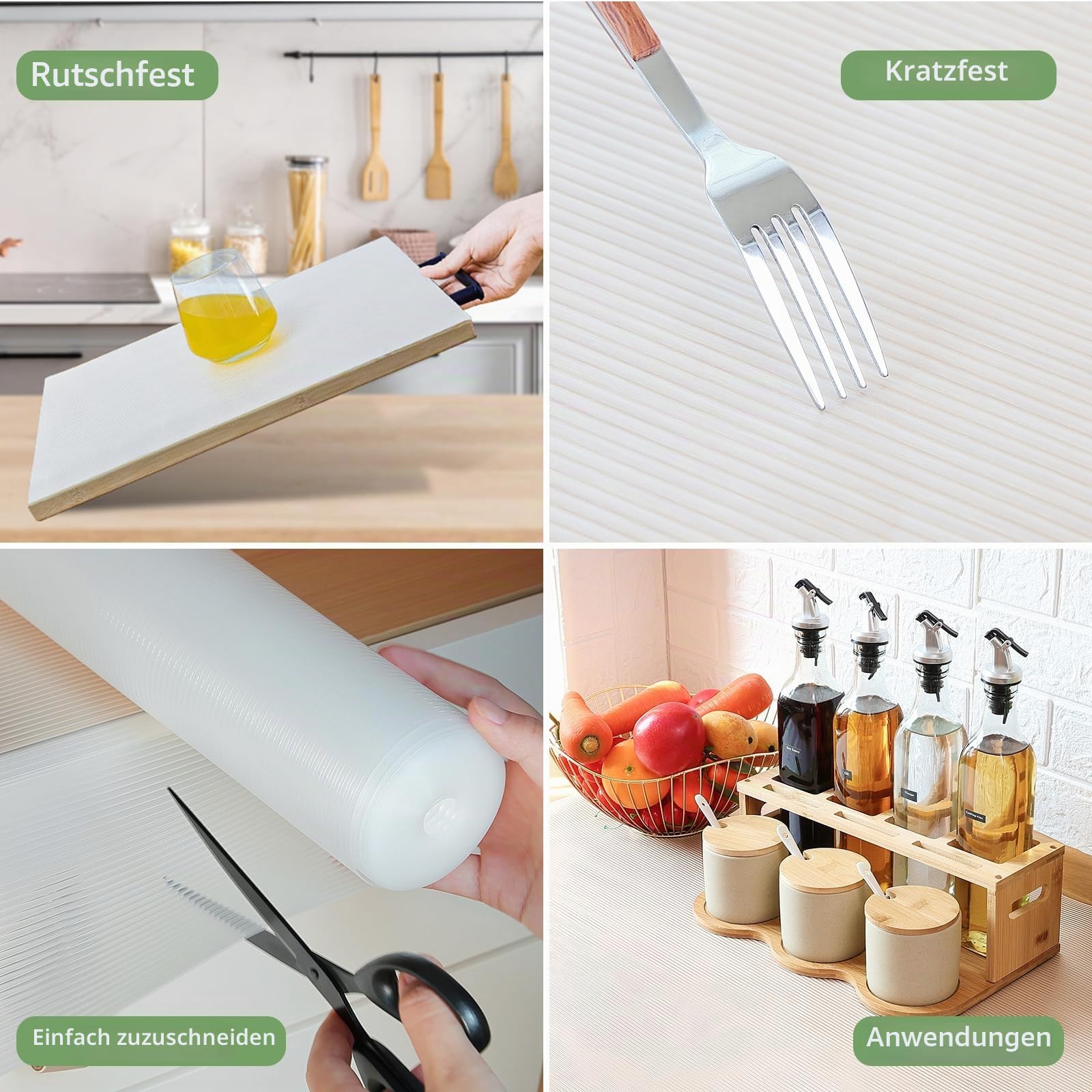 Regaleinlagen, 61 cm x 6,1 m, Regaleinlagen für Küchenschränke, antihaftbeschichtet, Regalauskleidung, Schubladenmatten, Eva-Schutz für Schrank, transparent gerippt
