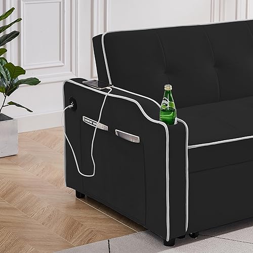 Miniatura 8 de Sofá cama convertible moderno, sofá cama convertible capitoné tapizado para sala de estar, sofá cama cómodo de 2 plazas, sofá cama de 2 plazas,