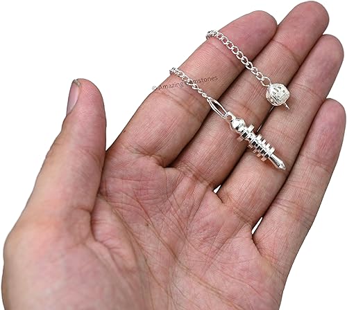 Miniatura 4 de Péndulos de metal curativo para adivinación, plata doble ISIS 4 anillo con placa de acero péndulo de cobre péndulo de bronce de alta energía