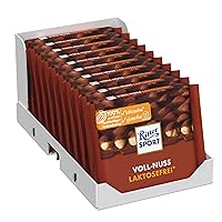 Ritter Sport Nocciole Intere Senza Lattosio, Tavoletta di Cioccolato Al Latte Extra