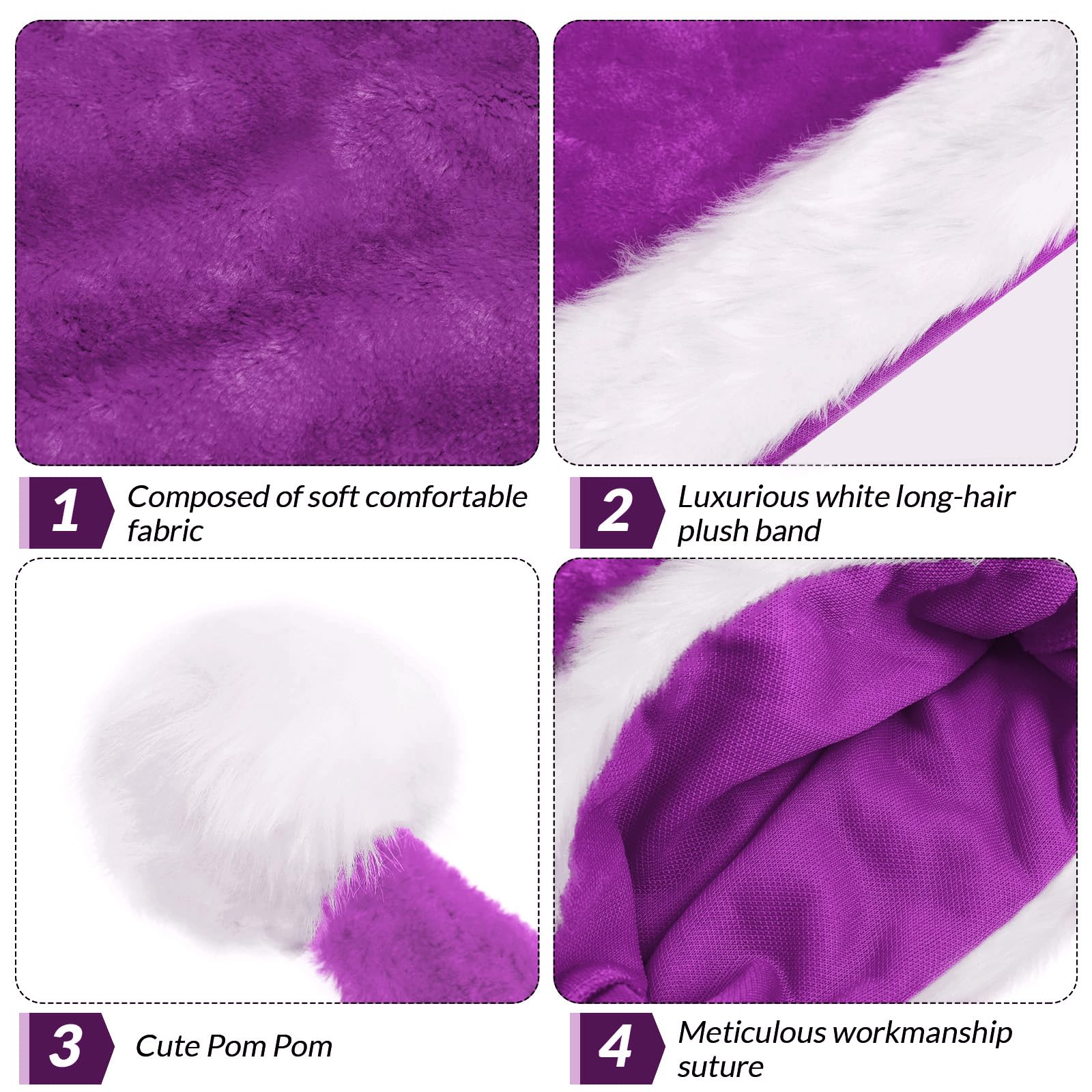 KONVINIT Cappello Natale,Cappello Babbo Natale Adulti,Cappello Babbo Natale Lungo,Cappello Babbo Natale Peluche per uomo e donna