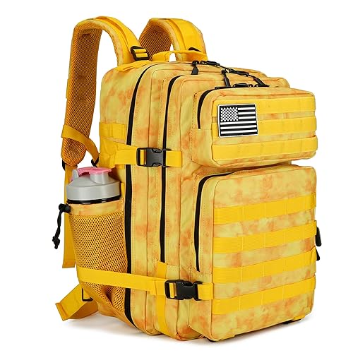 Lovelinks21 45L Tactical Assault Backpack 3 day assault pack with Molle Waterproof backpack Rucksack for Tactical Backpacks (Yellow) - Yellow