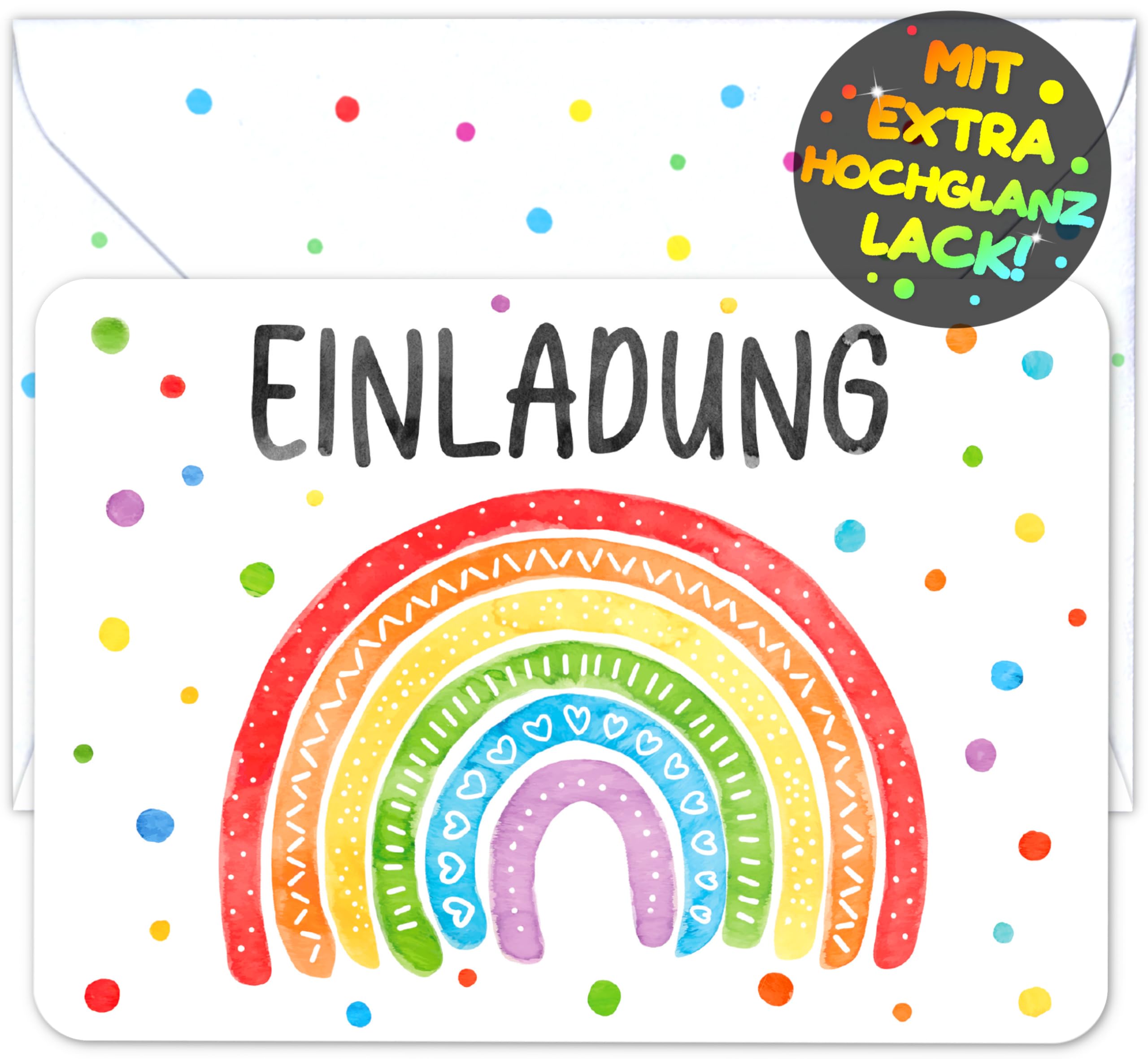12 Cartes D'invitation Pailletées Arc-en-ciel + Enveloppes - Pour Anniversaire Enfant, Fête, Format A6, Fabriqué En Allemagne
