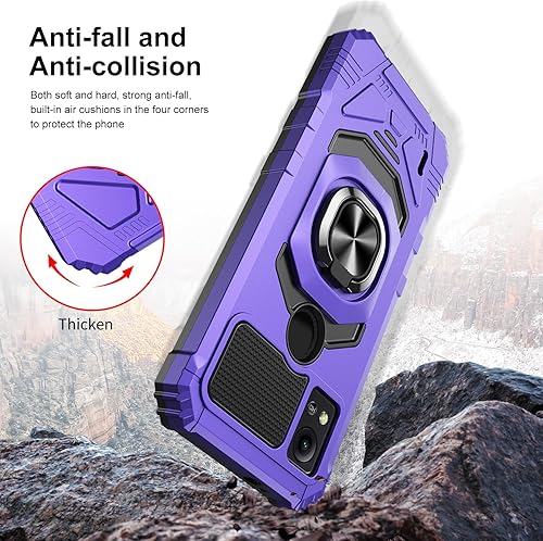 Miniatura 4 de Funda para Cricket Icon 5 (5 versión), AT&T Motivate 4 (4 versión) con protector de pantalla de vidrio templado, soporte de anillo, funda protectora