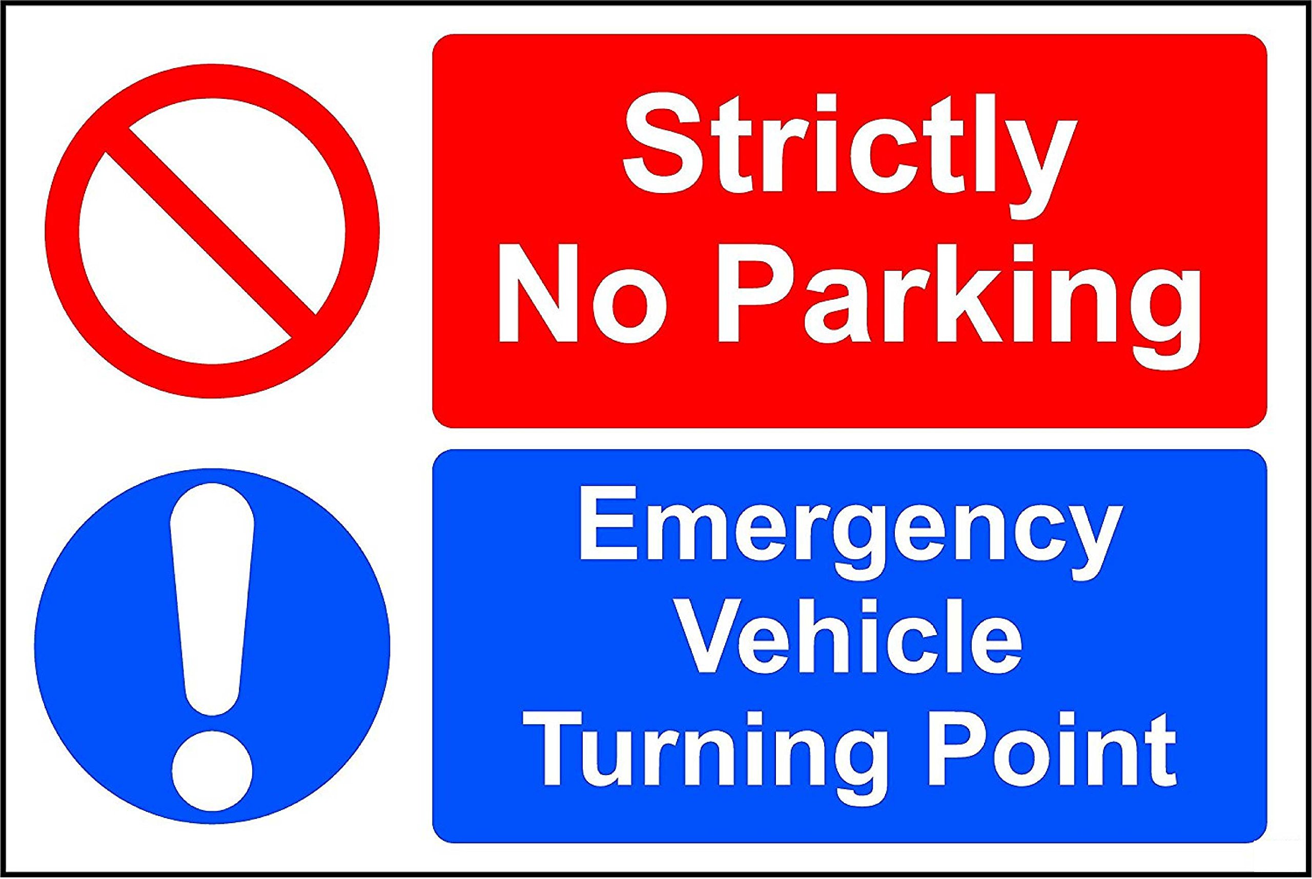 Kpcm Display Ltd Strictly No Parking Emergency Vehicle Turning Point Safety Sign - 3Mm Aluminium Sign 600Mm X 400Mm