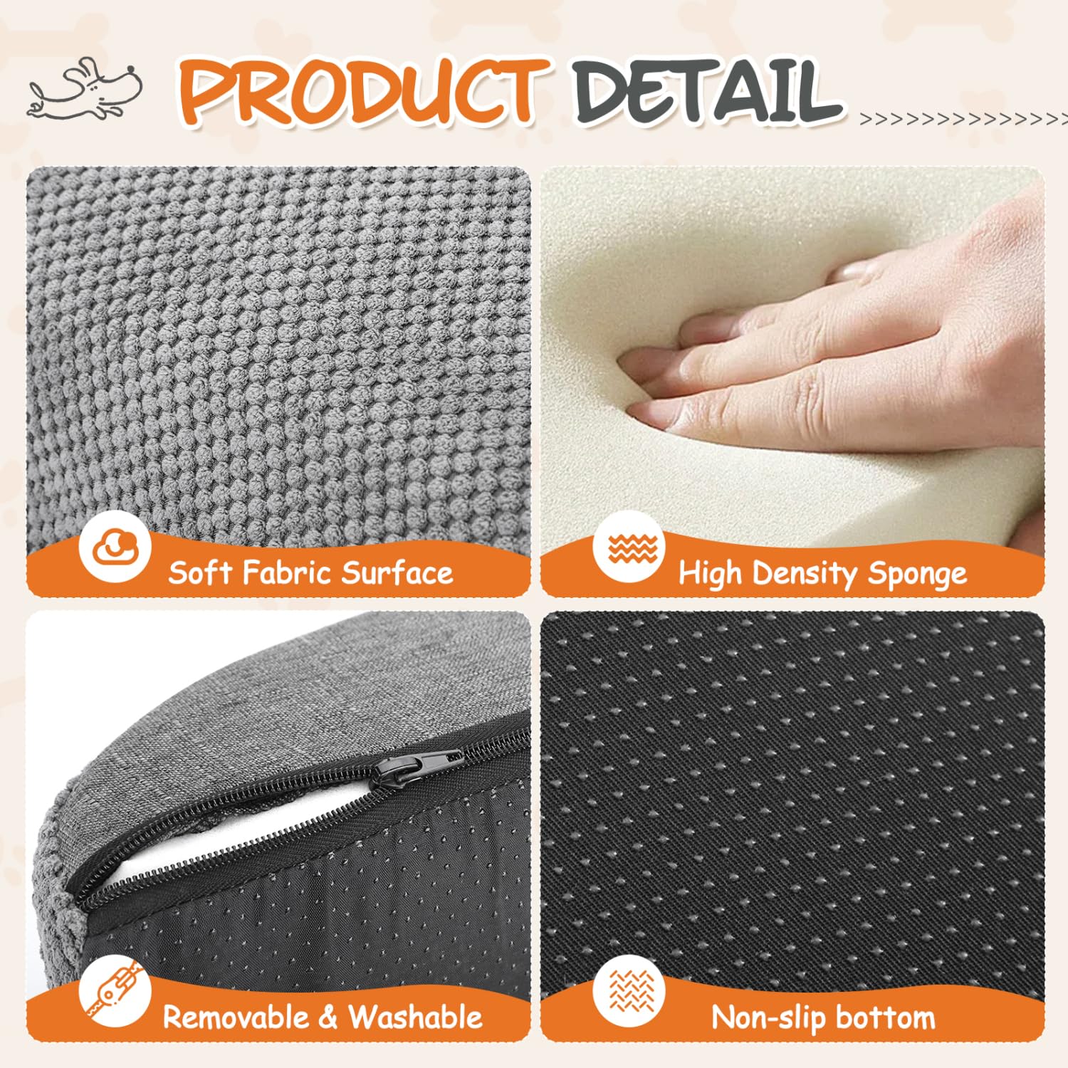 Nobleza Escalera para Perros, Escaleras Rampa para Perros Mascotas de Espuma de 4 Escalones con Rodillo para Pelusa, Escalera para Cama de Perros Pequeños Perros y Gatos Subir a la Cama