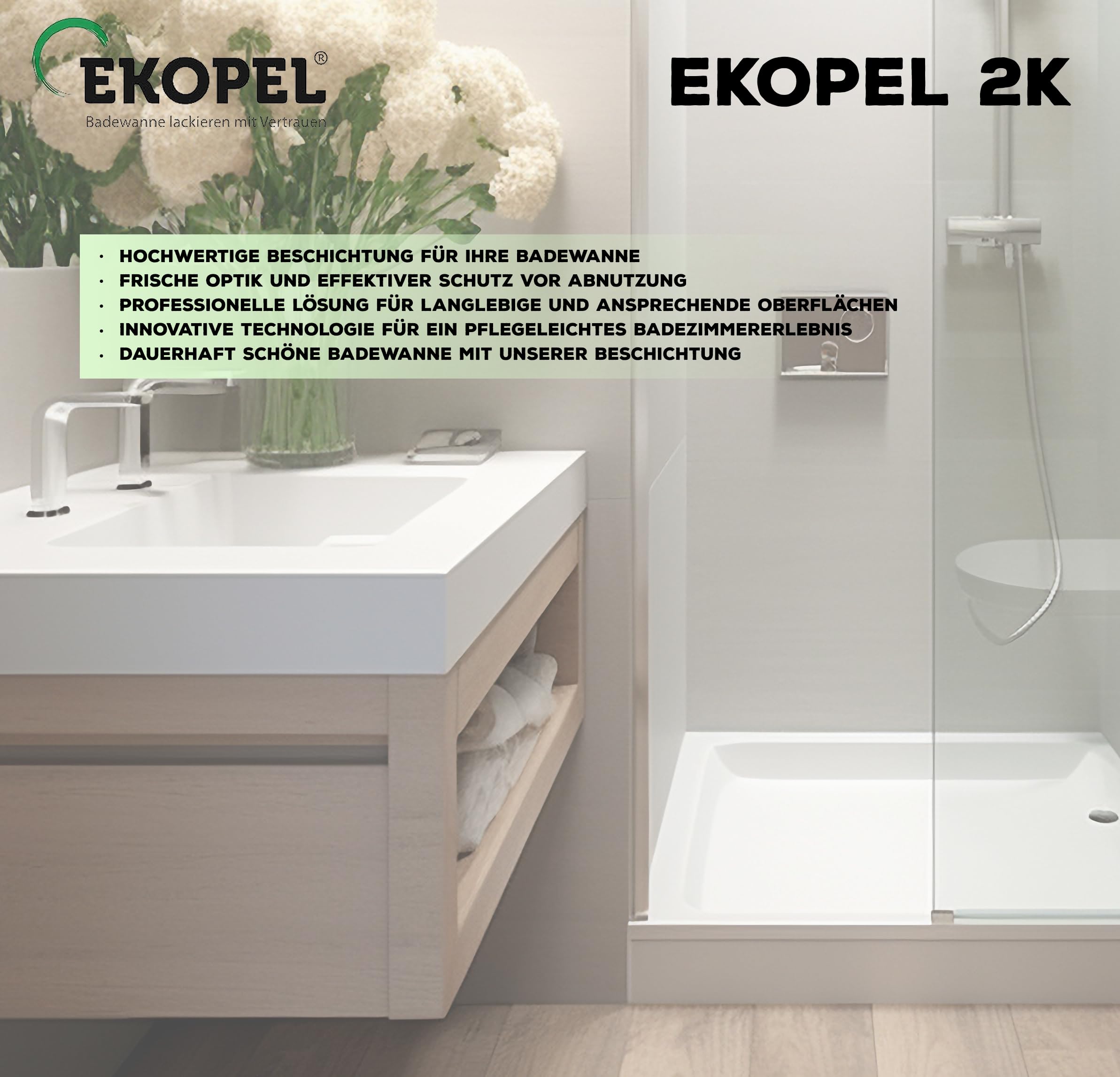 EKOPEL 2K Rivestimento per piatto doccia, 1,7 kg, inodore, DIN EN 71-3