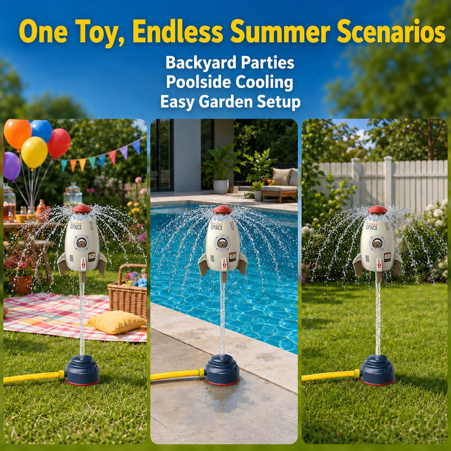 Rocket Wassersprinkler Outdoor,Wassersprinkler, Water Rocket Sprink,Rasensprenger,Outdoor Wasser Sprinkler für Raketenform