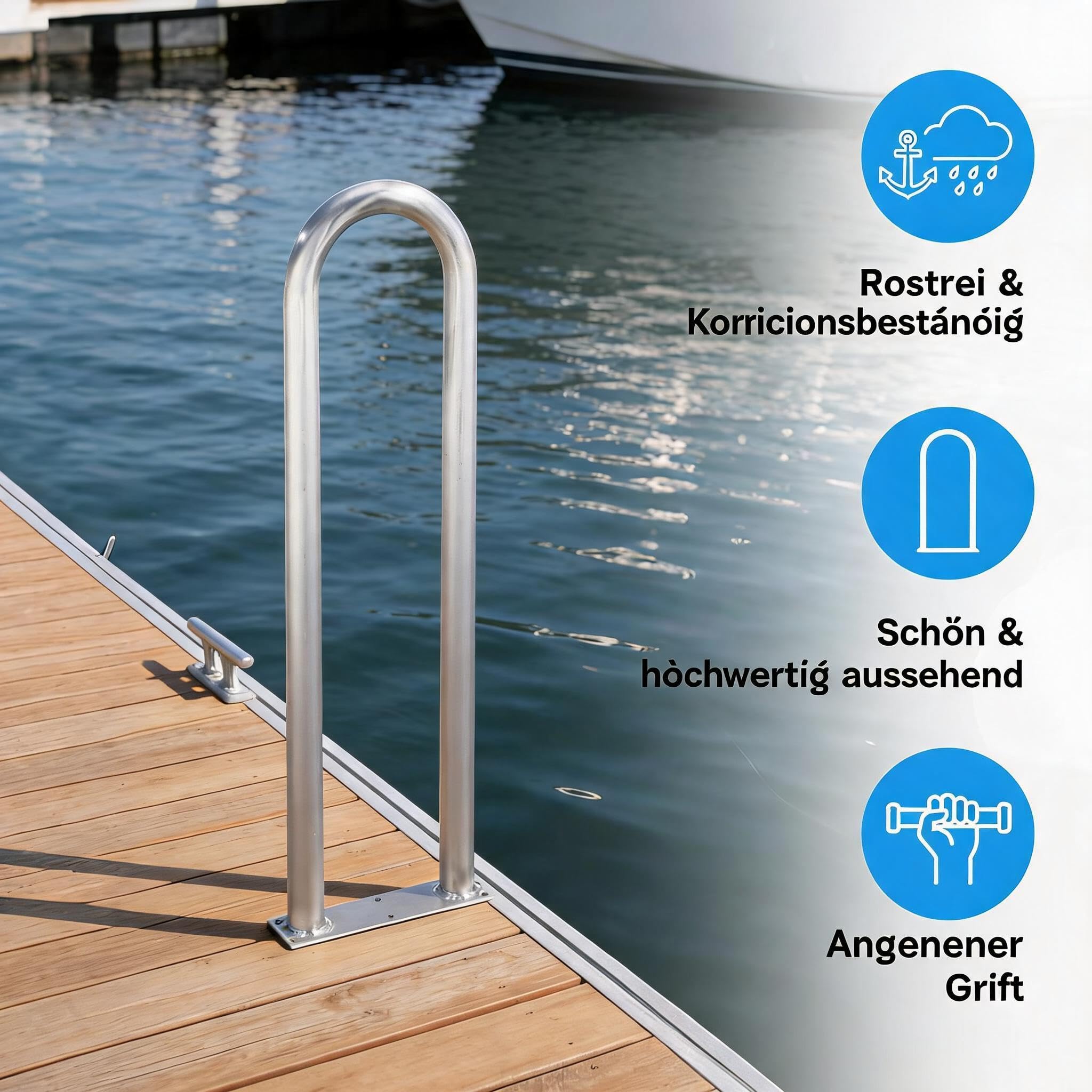 U-förmiger Pool-Einstiegshandlauf Aus Aluminium Mit Bodenplatte, Rostbeständiger Haltegriff Für Innen- Und Außenpools, Whirlpools, Stege Und Bootsdecks, Stabil Und Einfach Zu Montieren, 91.4x33cm