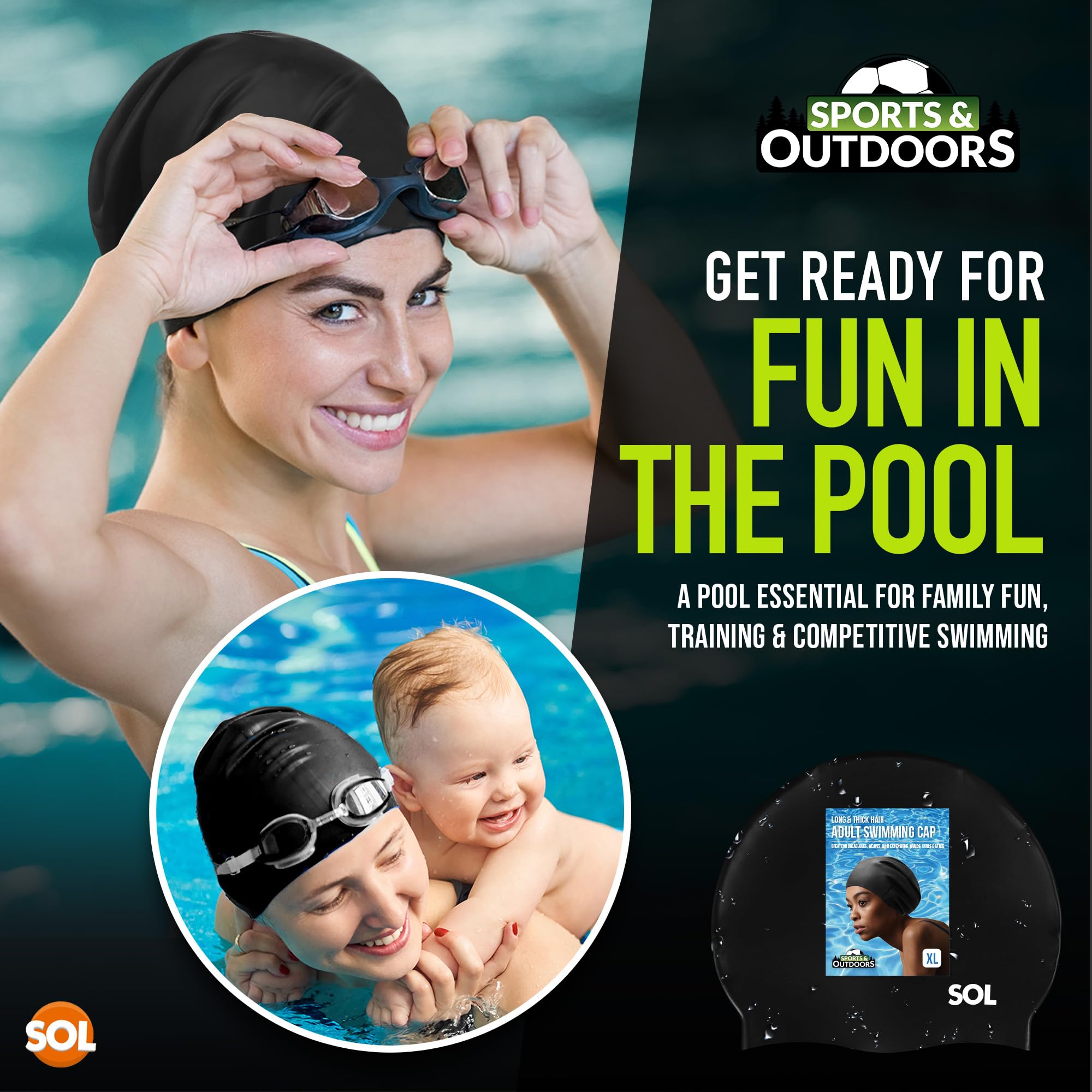 Swiing Cap For Long Hair, Extra Large Swiing Caps For Woen & En