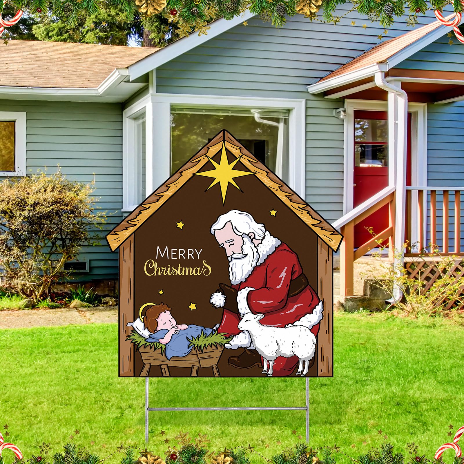 Large Wooden Christmas Yard Decorations Queekay 10 Piece Classic Style