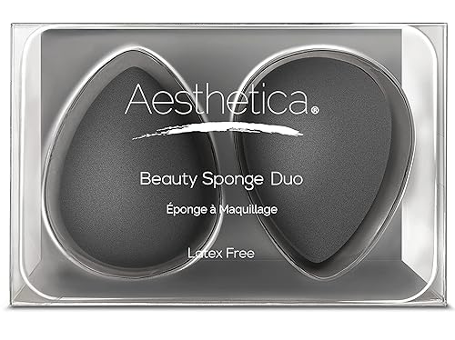 Aesthetica Cosmetics Beauty Sponge Blender - Licuadora de esponja de maquillaje sin látex y vegana, para aplicación en polvo, crema o líquido
