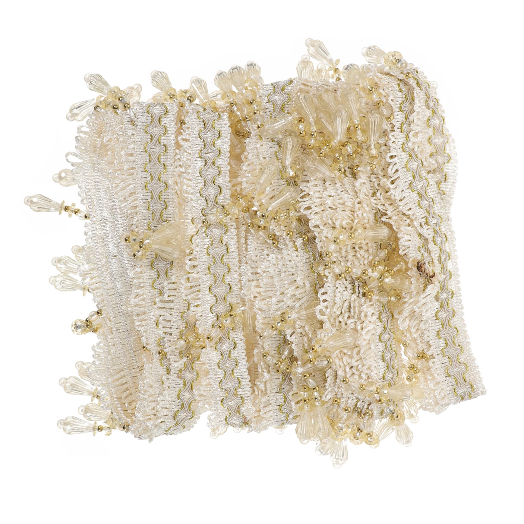 Happyyami 1pc Elegant Lace Bead Curtain Trim for Home Decor Versatile Accessories with Drop Shape Beads for Curtains Sofas Tablecloths DIY Crafts