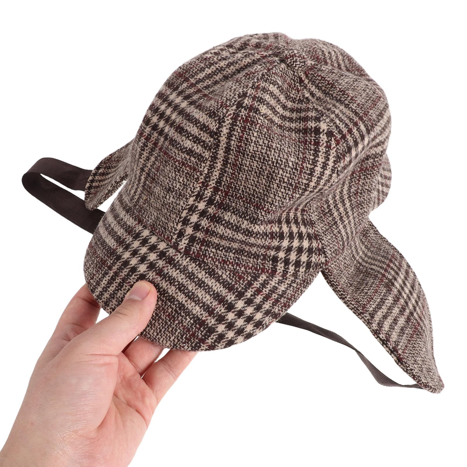 Tofficu 4 Piezas Sombrero Infantil de Disfraz Estilo Detective Doble ala y Orejeras Ajustables, Diseño de Cuadros para Juegos de rol y Uso Diario
