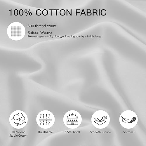 Miniatura 2 de Deep Dream Juego de 2 fundas de almohada estándar 100% algodón, tejido satinado, 600 hilos, calidad de hotel de 20 x 26 pulgadas, fundas de almohada