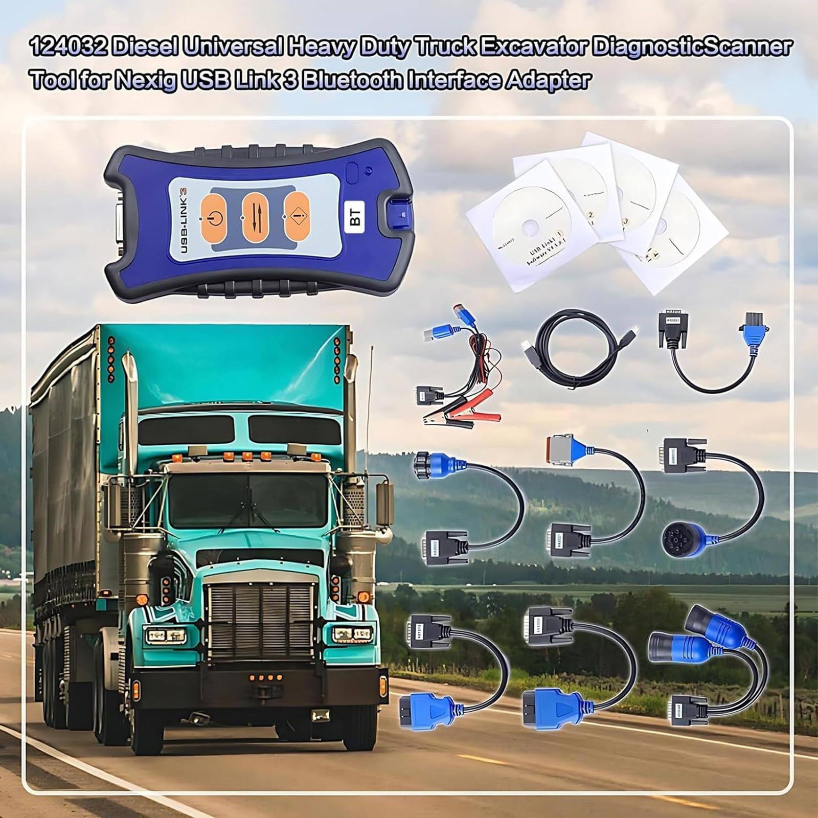 Nexiq USB-Link 3 (edición con Cable) - Equipo diagnóstico Todo Tipo vehículos, escáner Servicio Pesado Motores diésel, Camiones universales y excavadoras, rápido a los Datos vehículo.