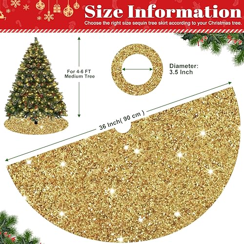 Miniatura 143 de FOTSHARER Falda de árbol azul pequeña de 21 pulgadas, falda de árbol de Navidad con lentejuelas con purpurina, tapete grueso de terciopelo